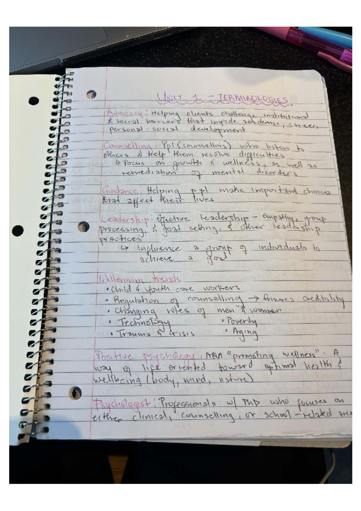 Unit 1 Key Concepts & Terms Notes for Counselling (CPS 101) - Studocu