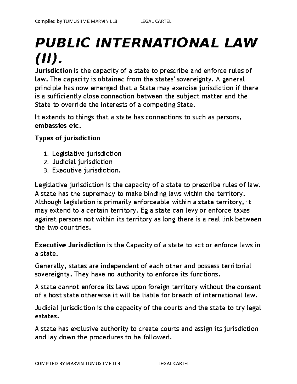 International Law 2: Key Jurisdiction Principles & Responsibilities ...