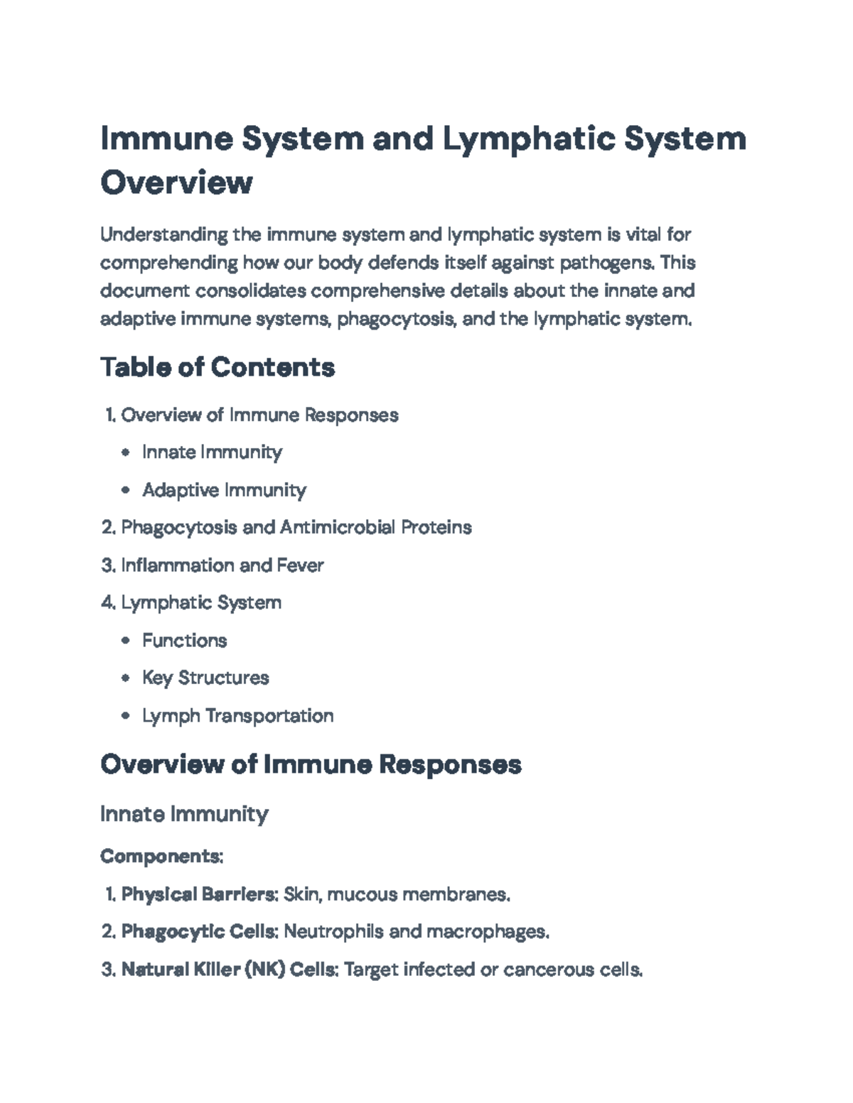 Final Exam Study Guide: Immune System & Lymphatic System (BIO101 ...