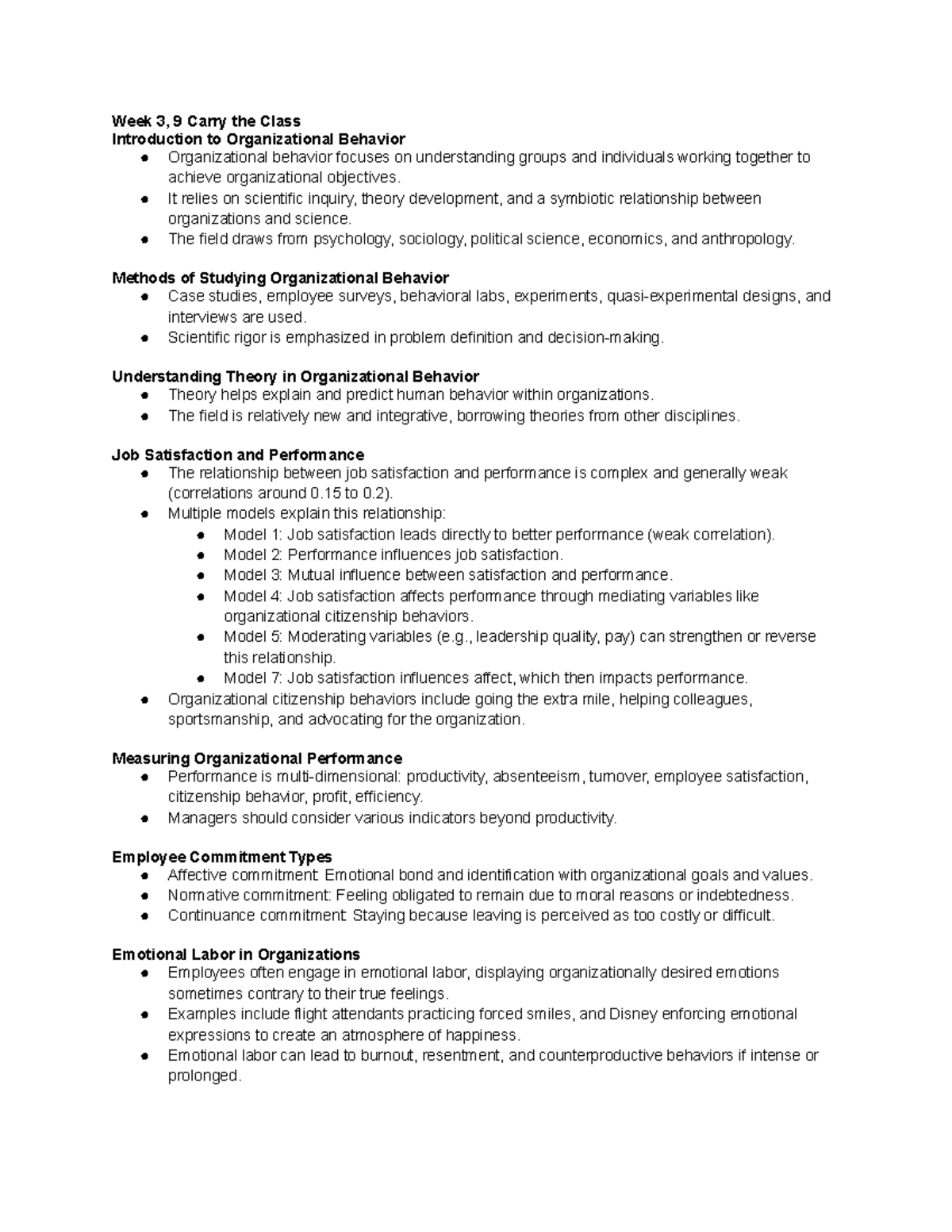 BUS 107: Week 3 Lecture on Organizational Behavior and Employee ...
