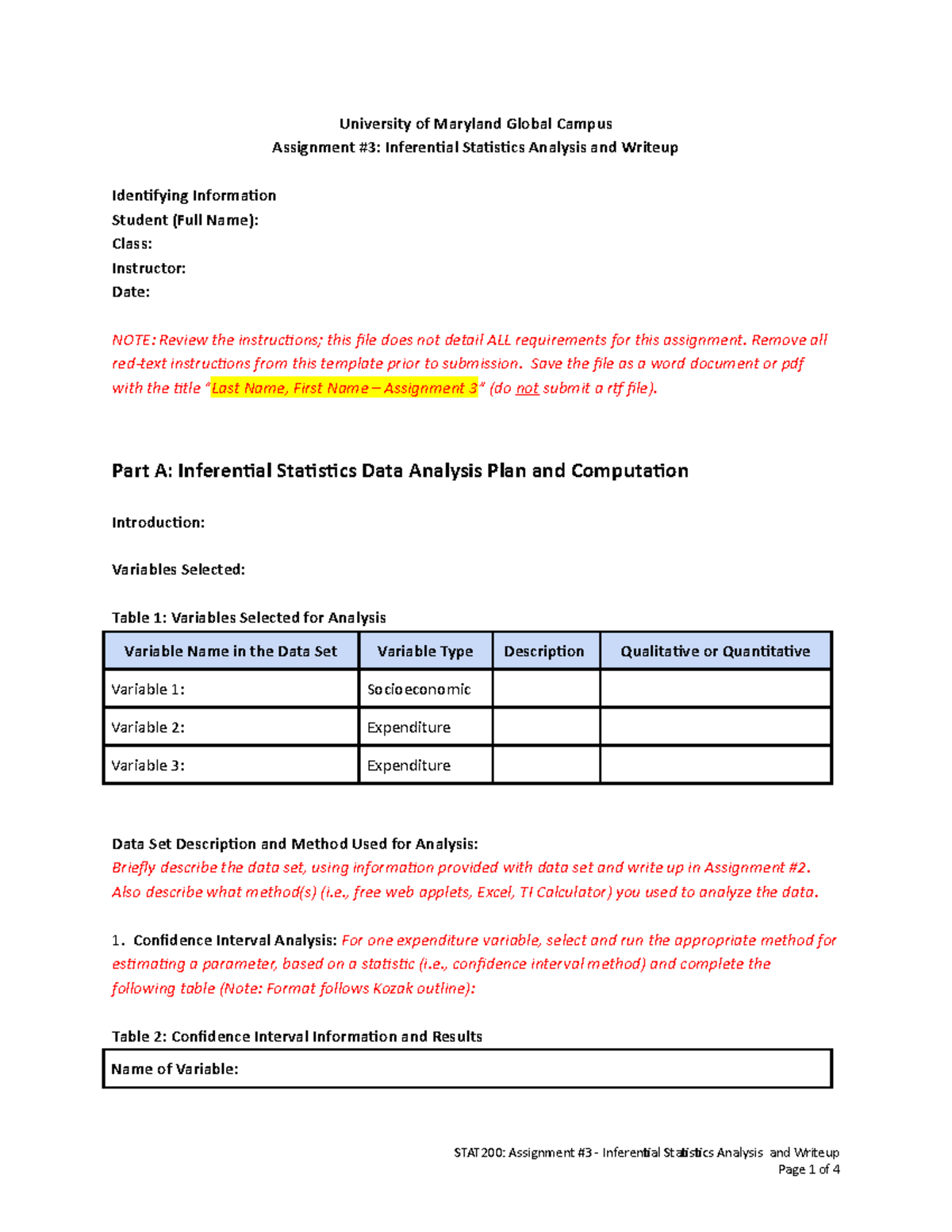 Assignment #3 Template - University of Maryland Global Campus ...