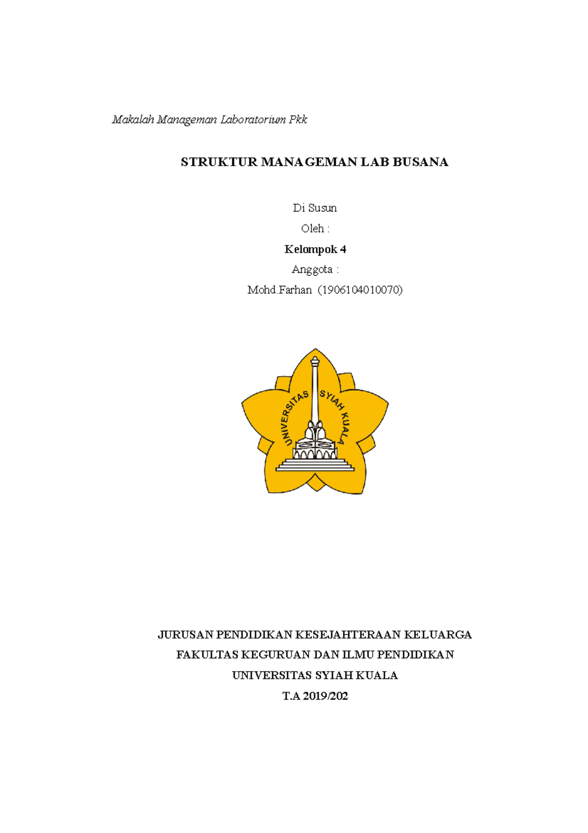 Makalah Manajemen Laboratorium PKK: Struktur dan Pengelolaan Busana ...