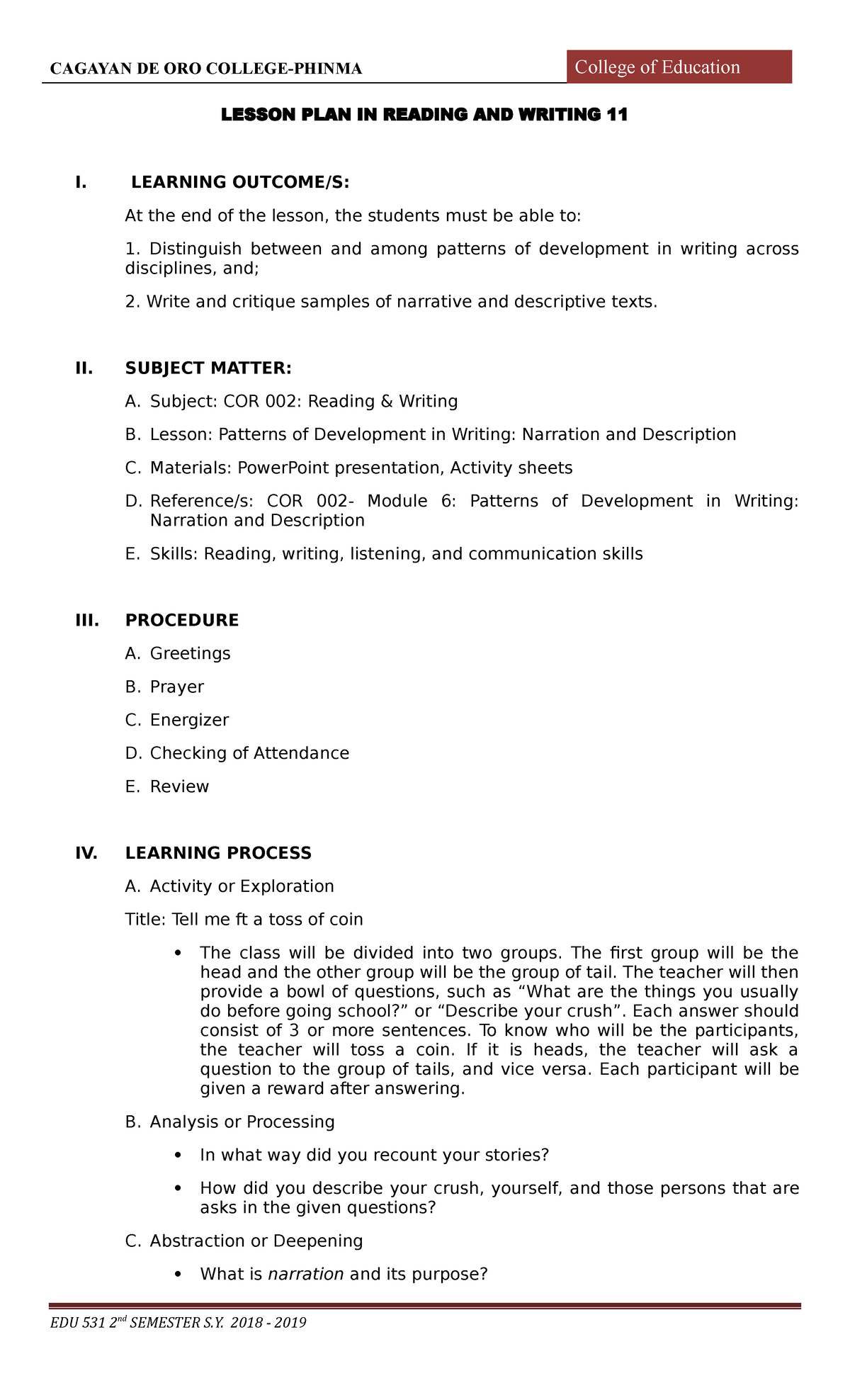 4As-Lesson-Plan-COR-002 - LESSON PLAN IN READING AND WRITING 11 I ...