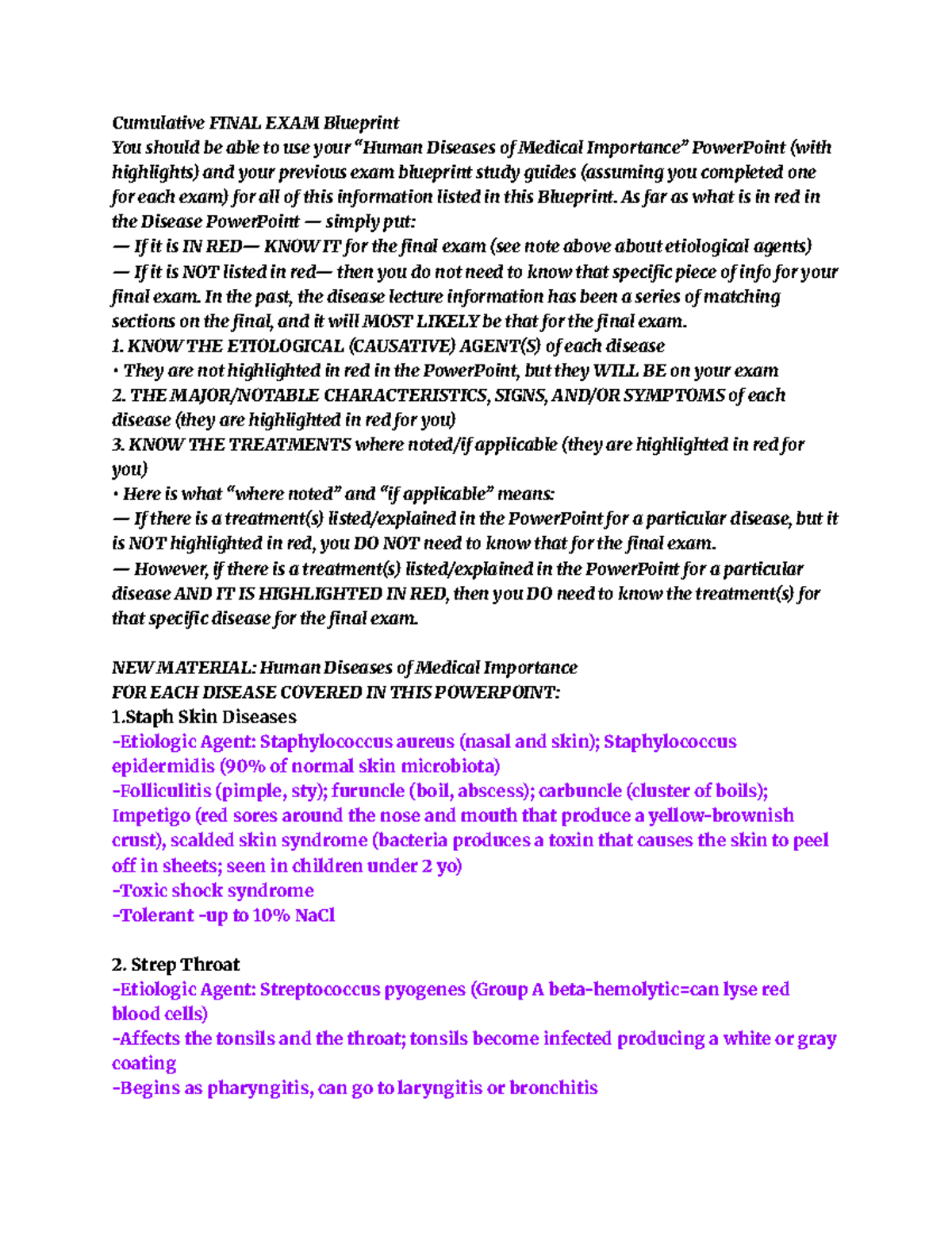 Cumulative FINAL EXAM Blueprint for Medical Diseases Study Guide - Studocu