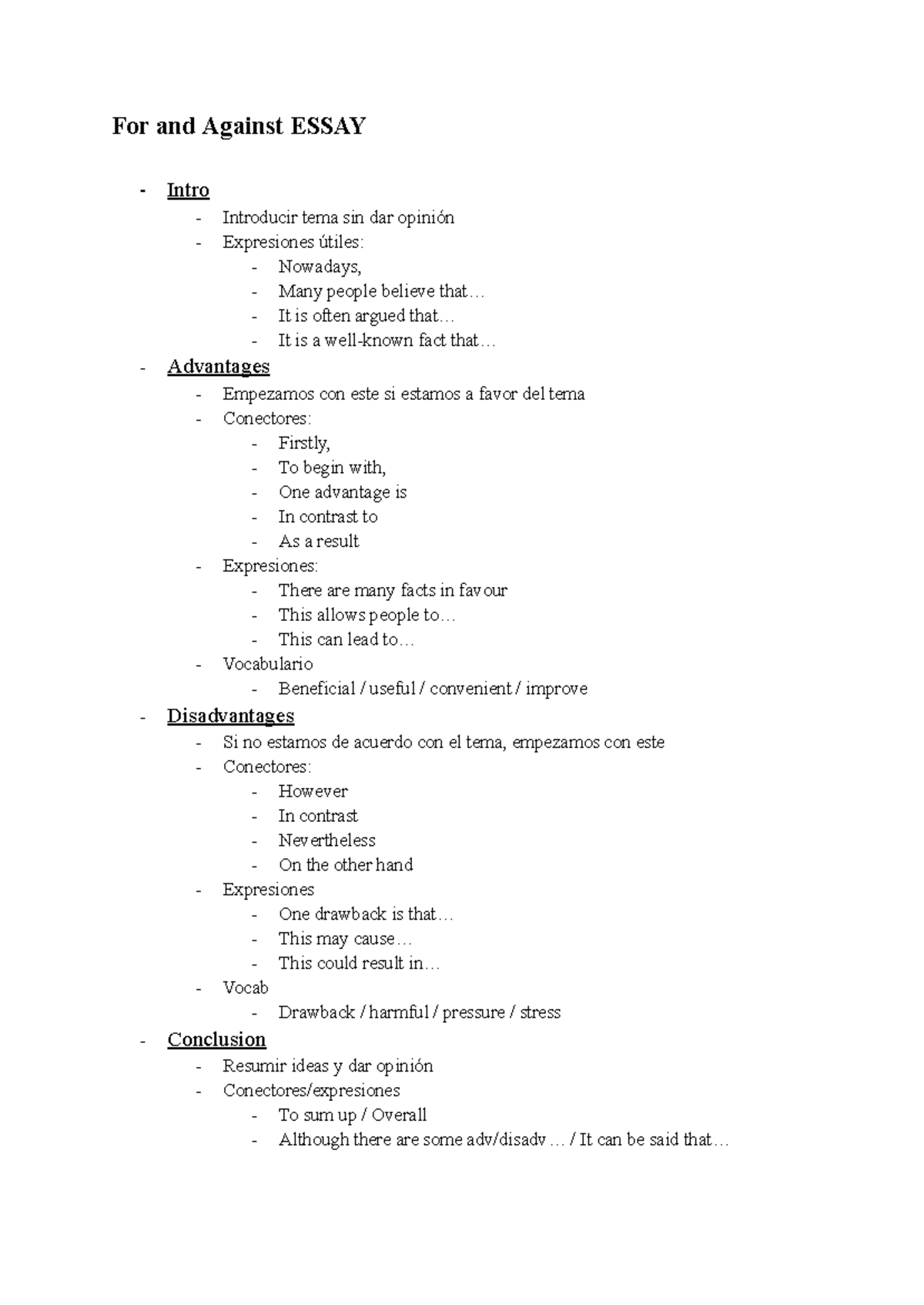 Writing Guide for 2nd Bachiller: Essay Structure and Expressions - Studocu
