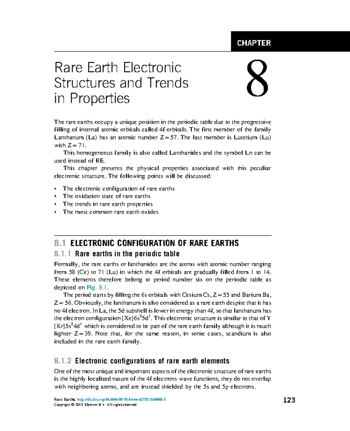 CHAPTER 8: Rare Earth Electronic Structures & Property Trends - Studocu