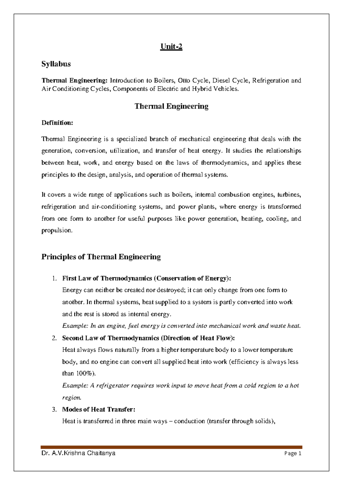 Thermal Engineering Syllabus: Boilers, Cycles, and Vehicle Components ...