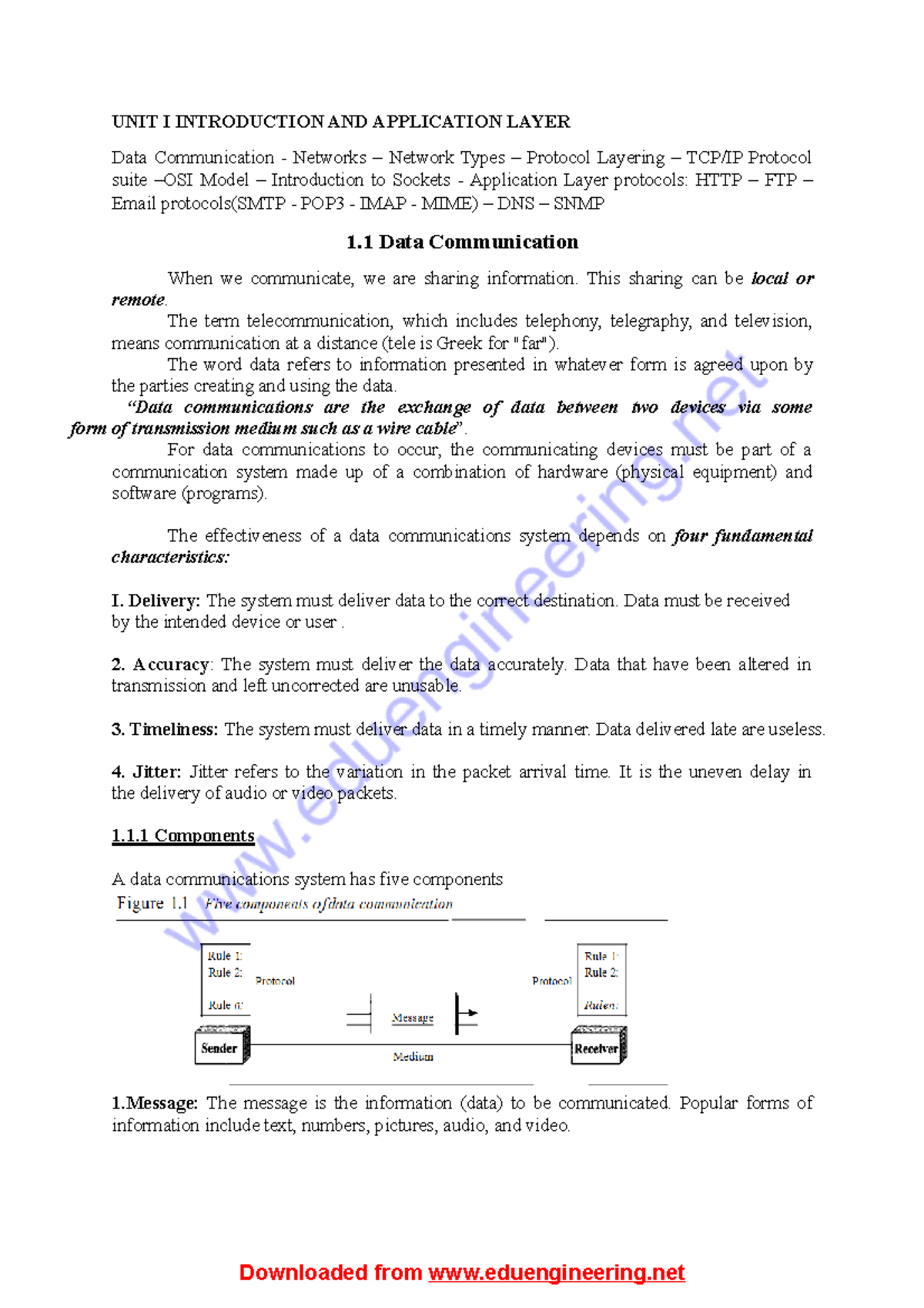 CS3591 CN UNIT 1 Data Communication and Network Basics Notes - Studocu