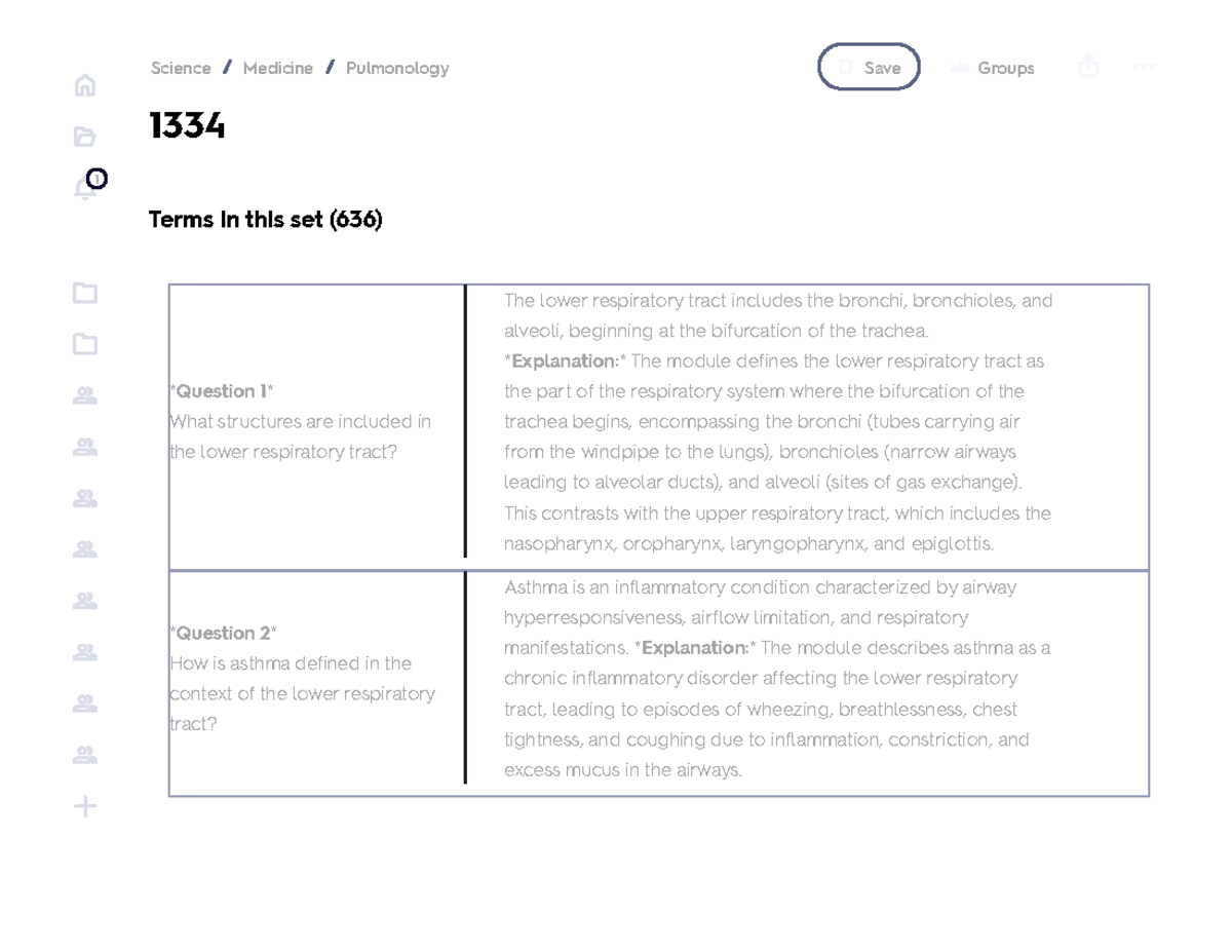 Pulmonology Study Guide: Key Concepts & Terms (1334) - Studocu