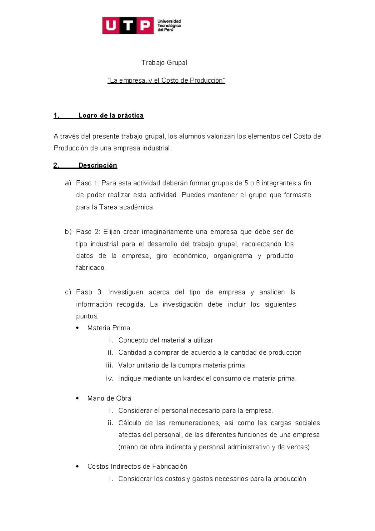 (ACV-S10) Semana 10 – Tarea Grupal: Análisis de Costos de Producción ...