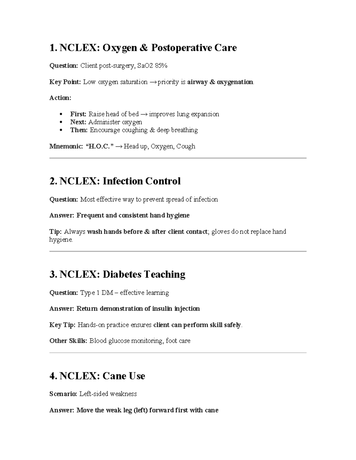 NCLEX Study Guide: Key Concepts & Mnemonics for Fundamentals - Studocu