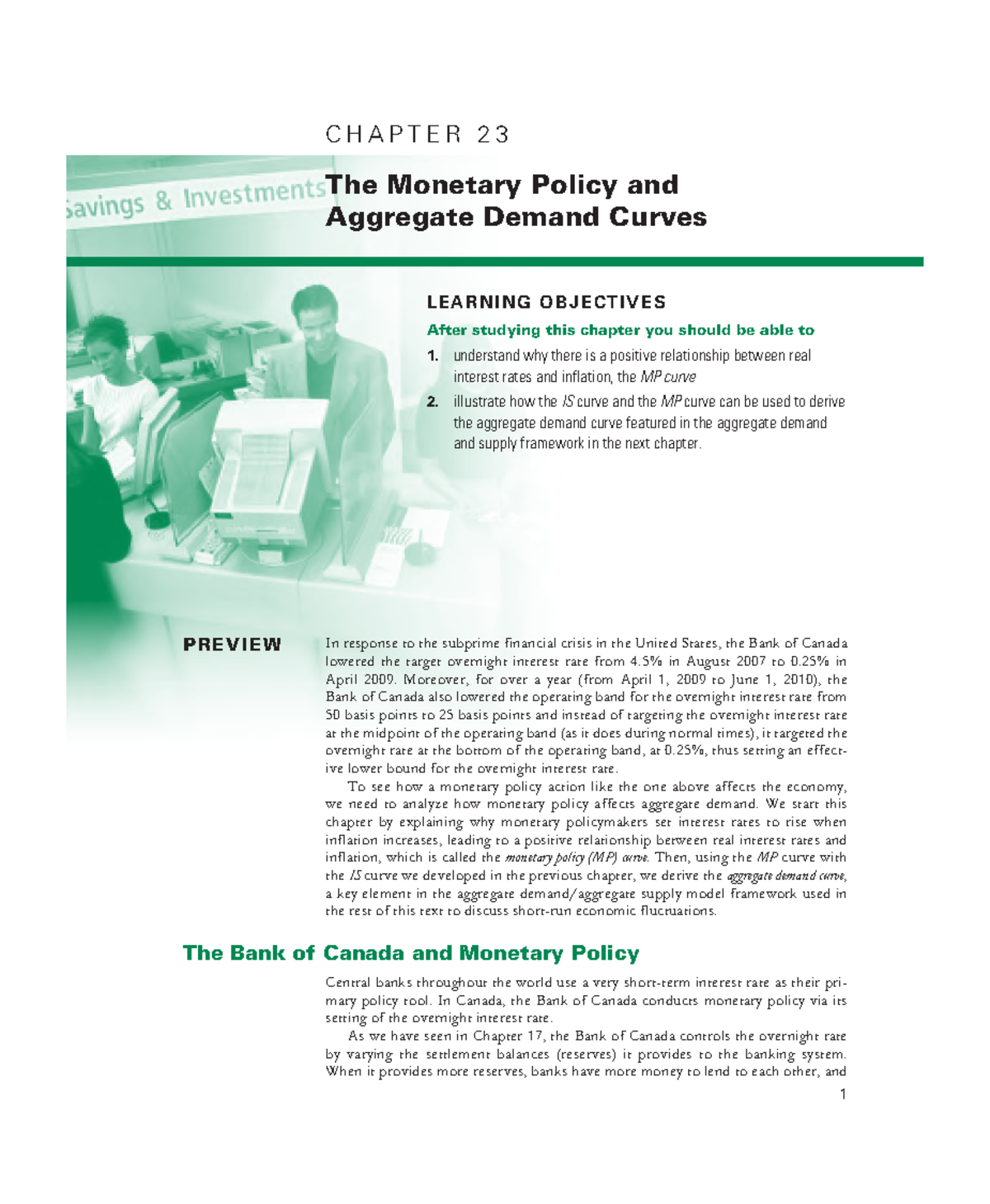 CHAPTER 23: The Monetary Policy and Aggregate Demand Curves - Notes ...