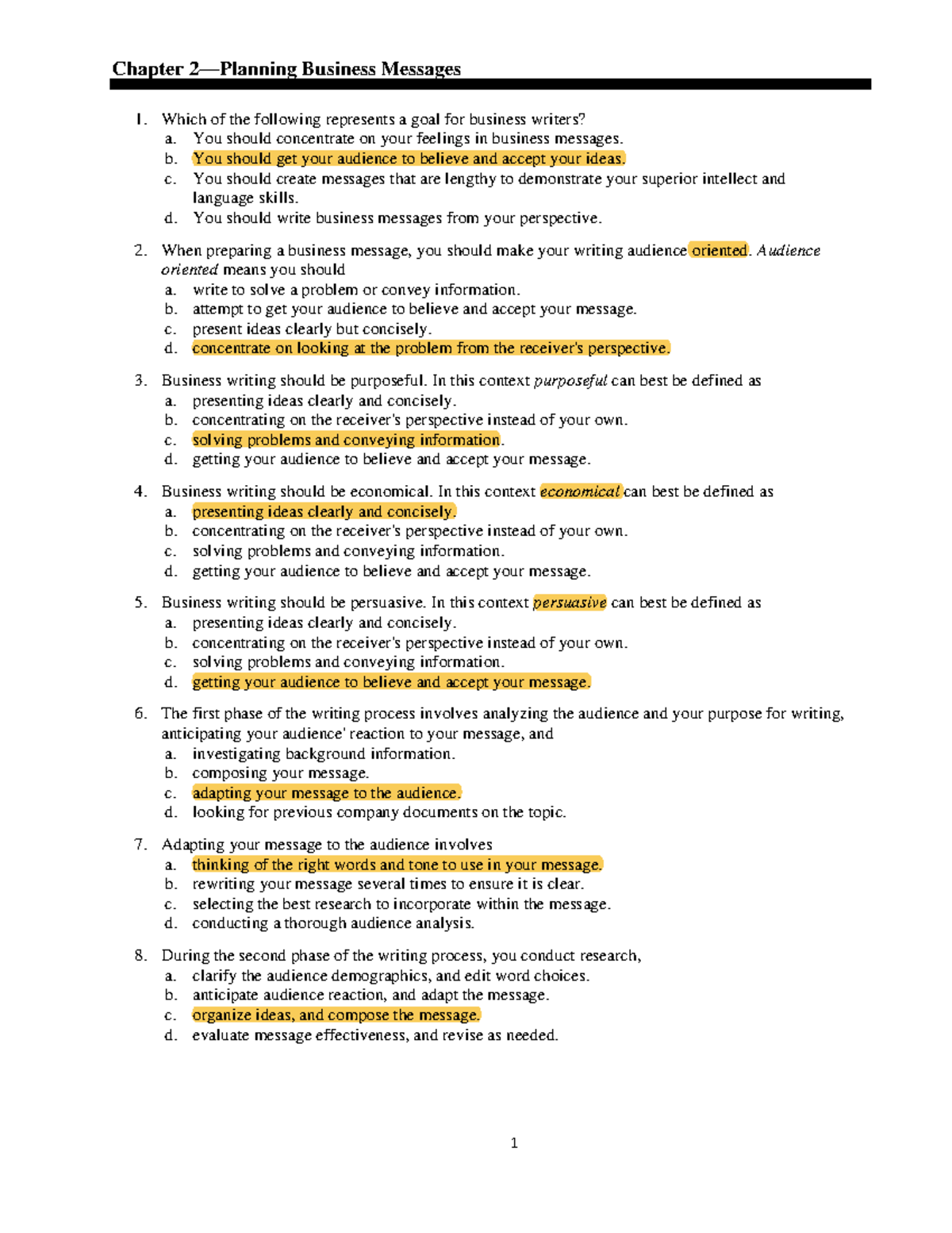 Chapter 2 Practice: Goals and Techniques in Business Writing - Studocu