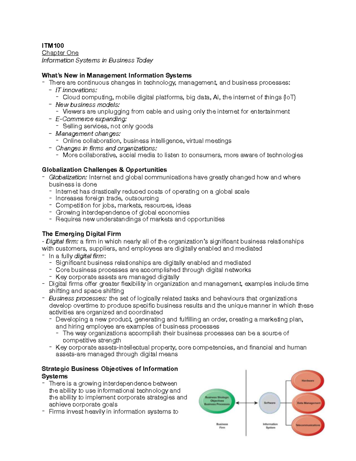 ITM 100 Final Exam Study Notes on Information Systems & E-Business ...