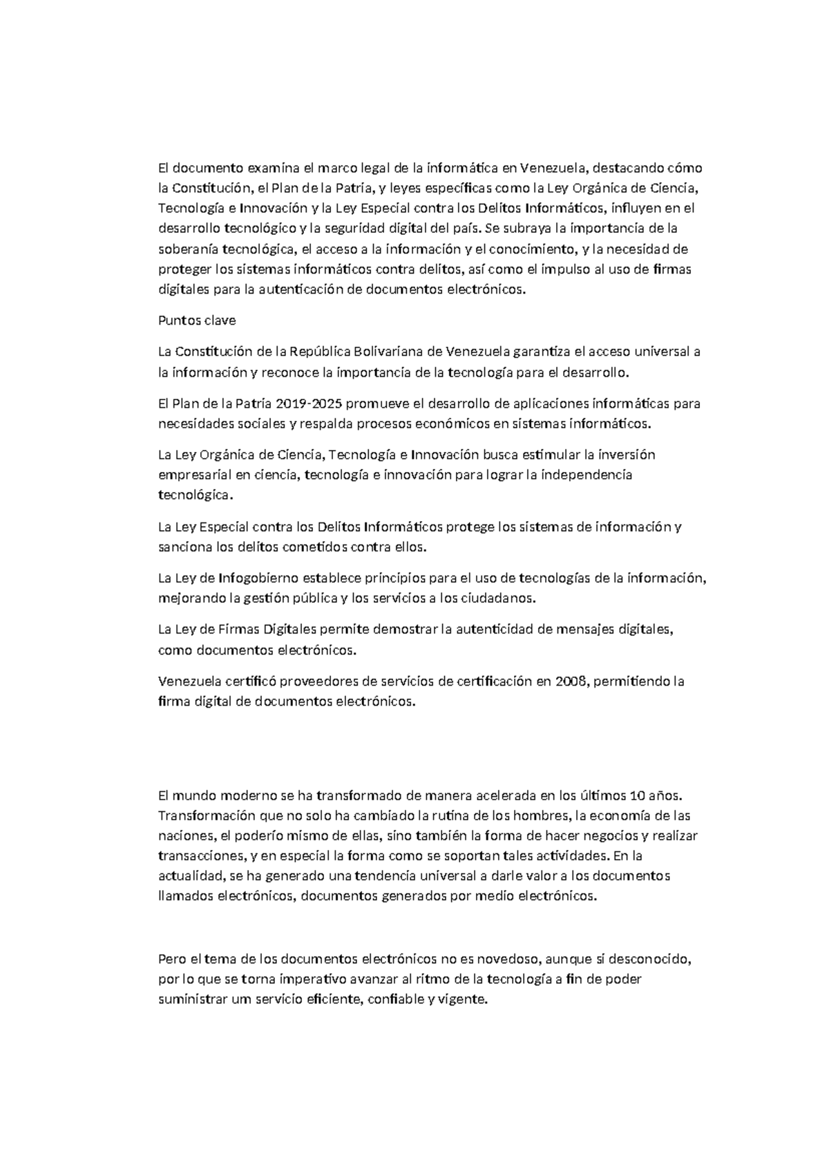 Marco Legal de la Informática en Venezuela: Análisis y Contexto - Studocu