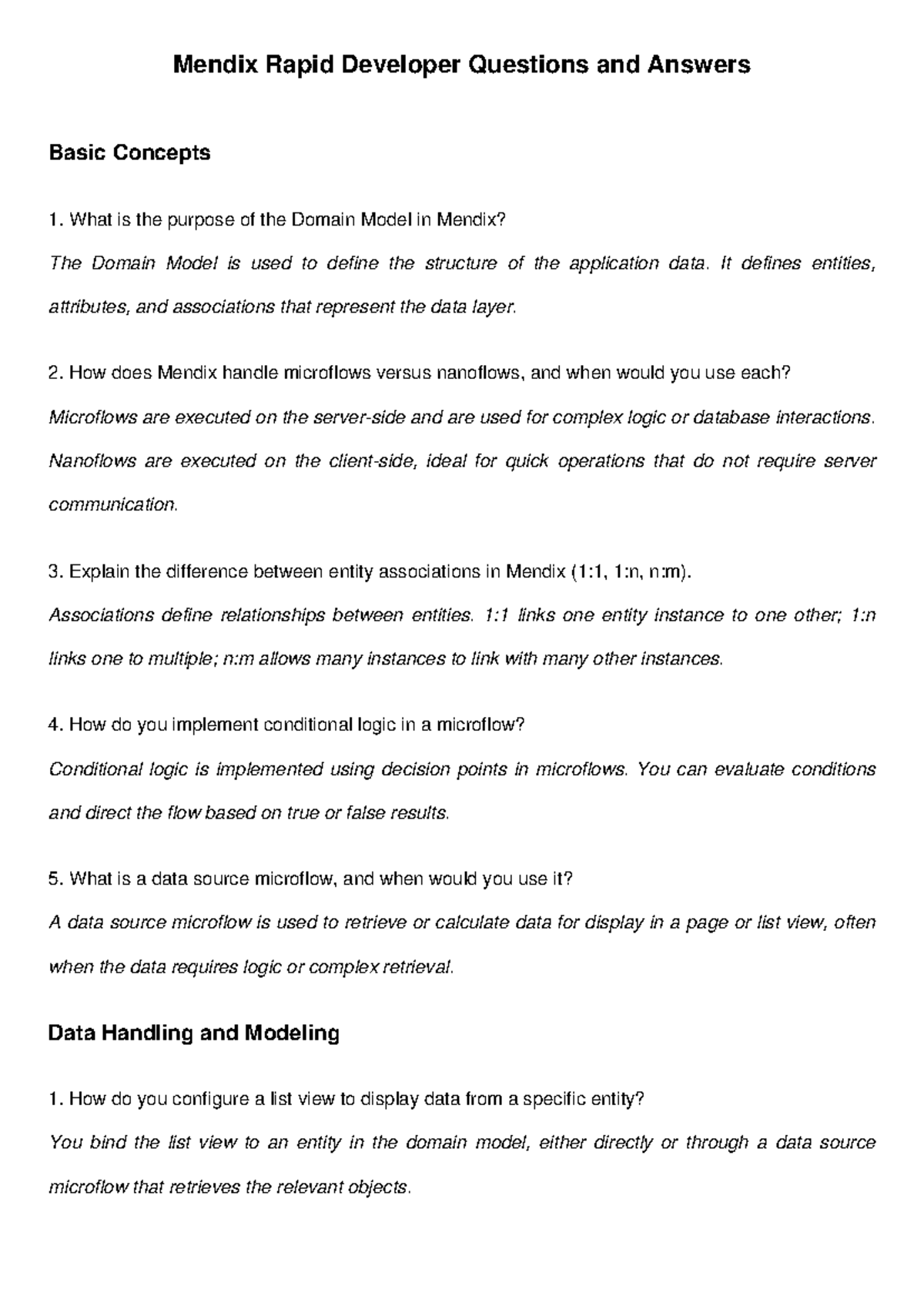 Mendix RD: Questions & Answers for Developers on Core Concepts and UI ...