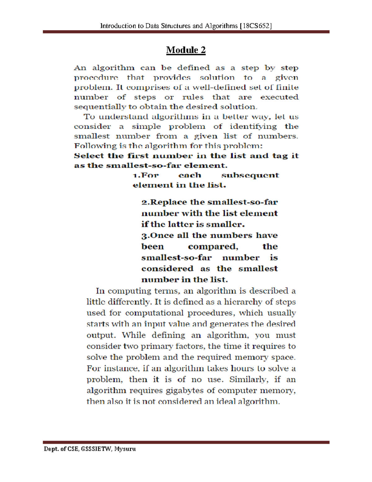 CSE Module 2: Data Structures & Algorithms Overview - Studocu