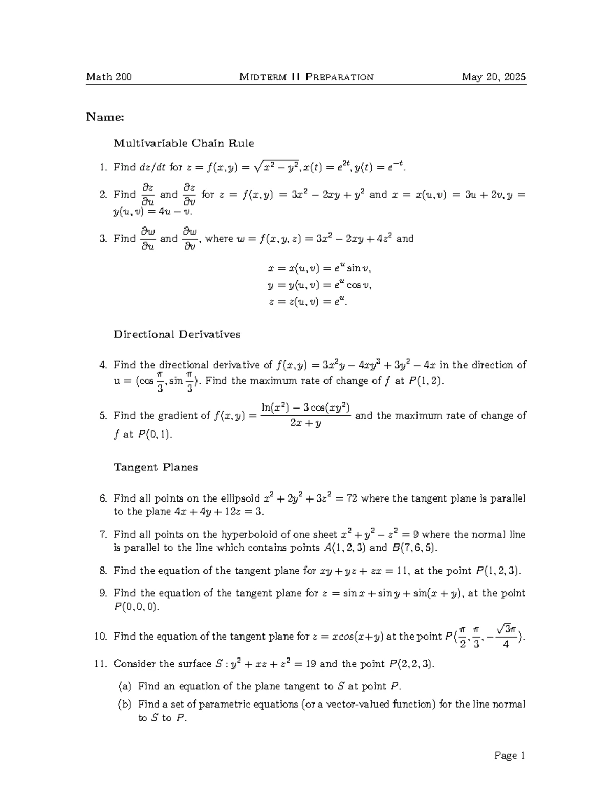 Math 200 Calculus IV Midterm Exam 1 - Winter 2025 - Studocu
