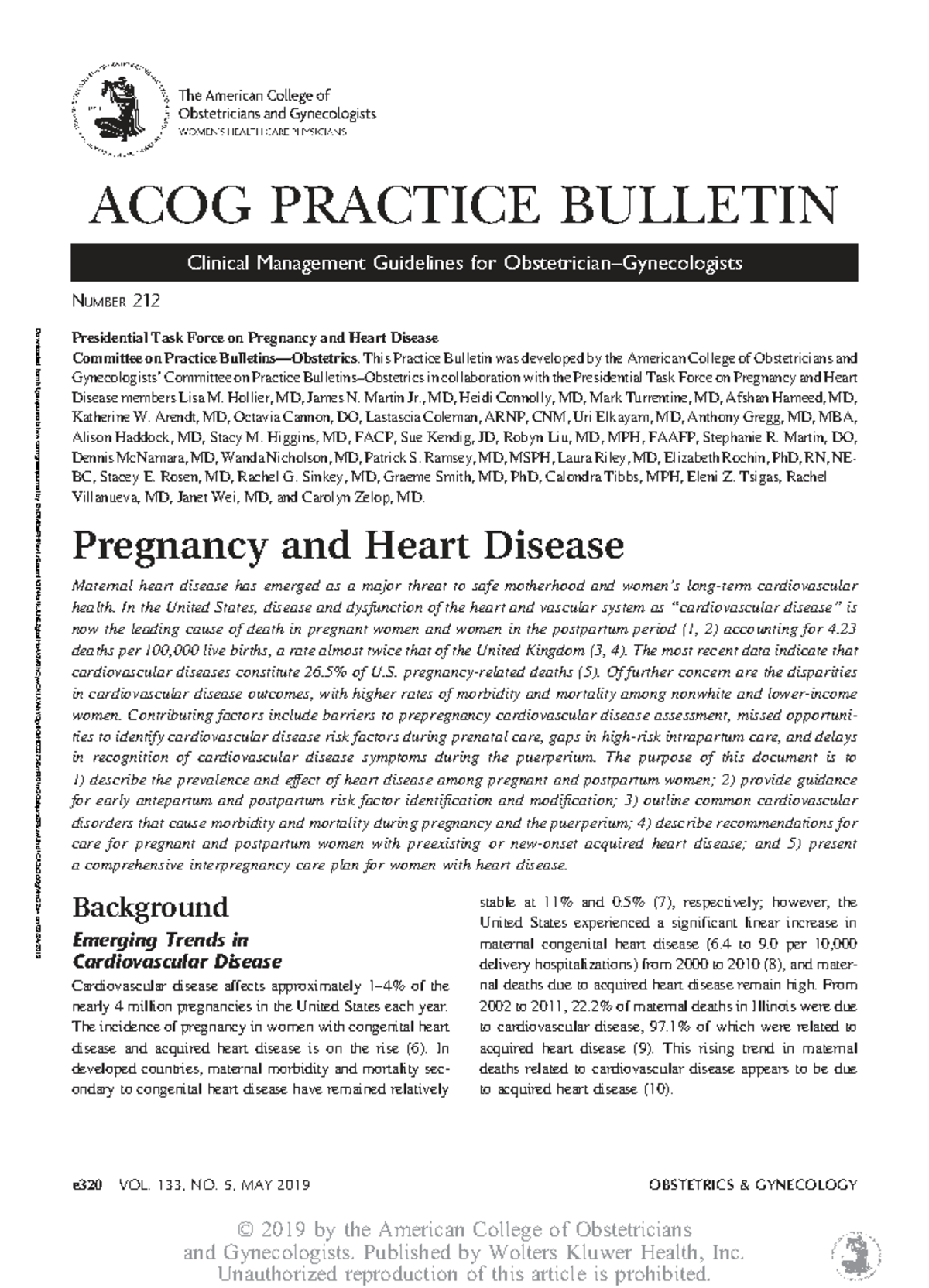Pregnancy and Heart Disease: ACOG Practice Bulletin No. 212 Insights ...