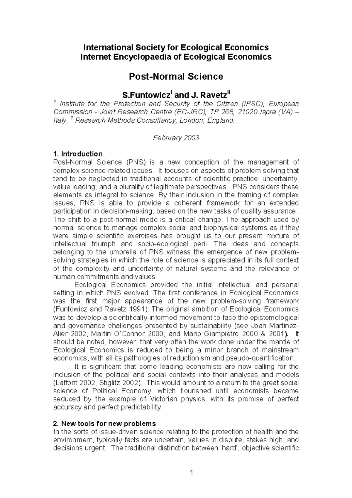 Course Pstnormsc - Insights into Post-Normal Science and Its Challenges ...