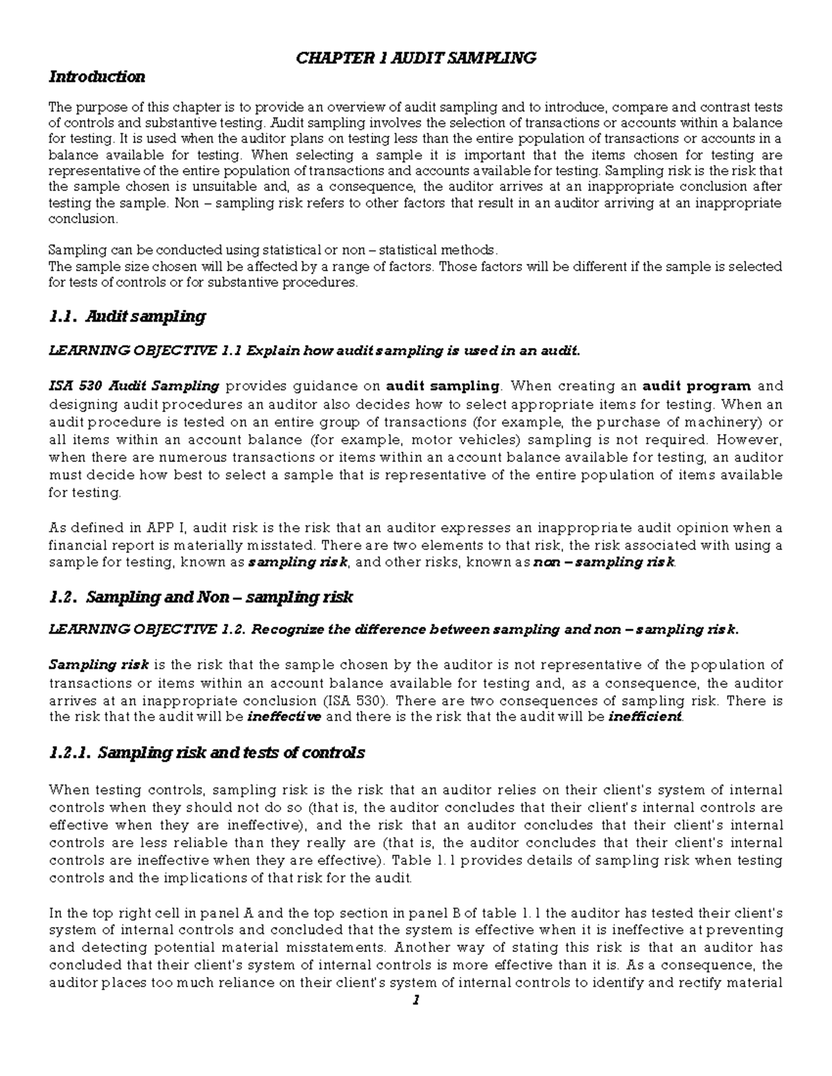 Chapter 1: Audit Sampling Techniques and Testing Methods - Studocu