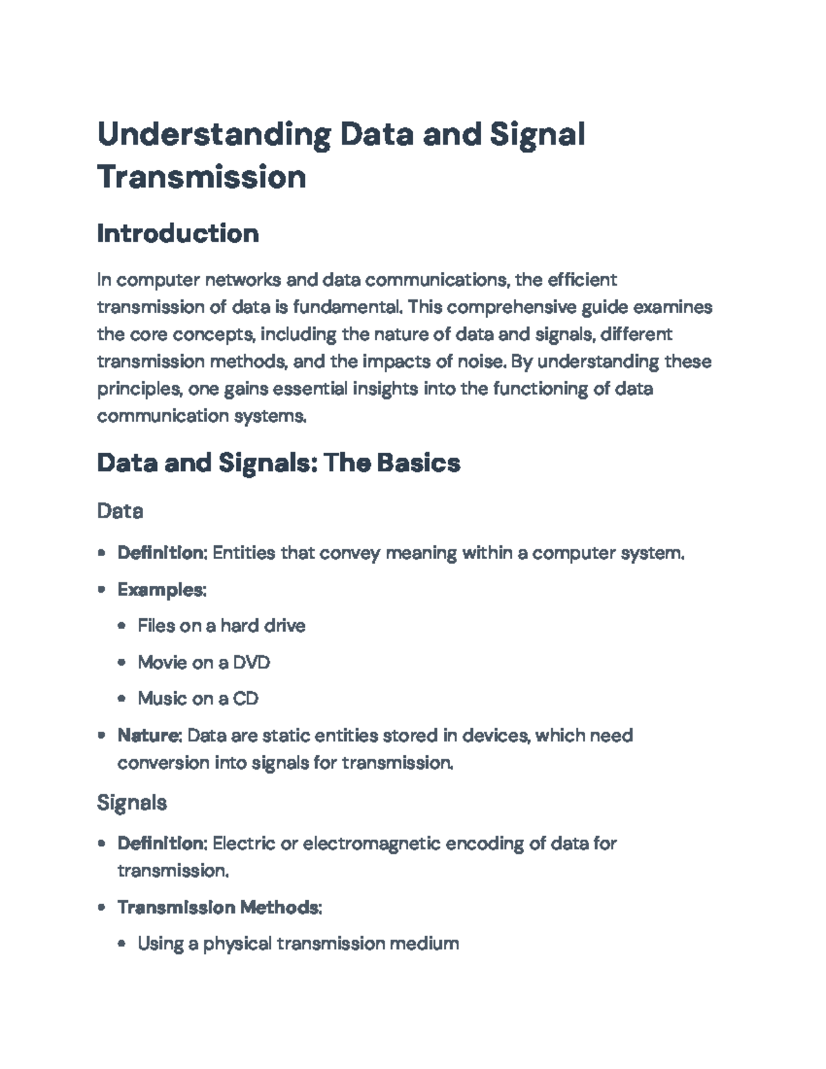 Understanding Data Transmission: Concepts and Methods in Networking ...