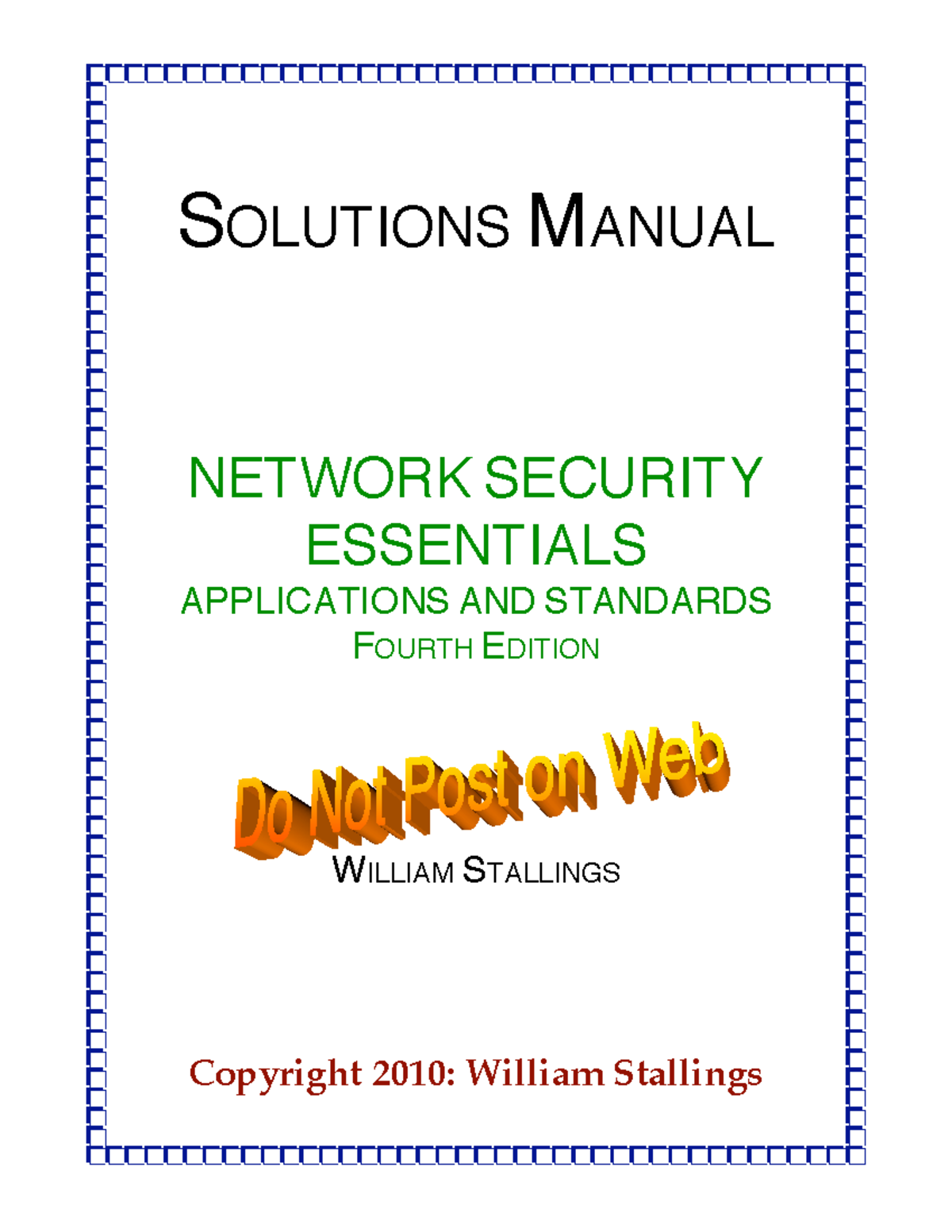 Network Security Solutions Manual (Sec4e) - 4th Edition Summary - Studocu