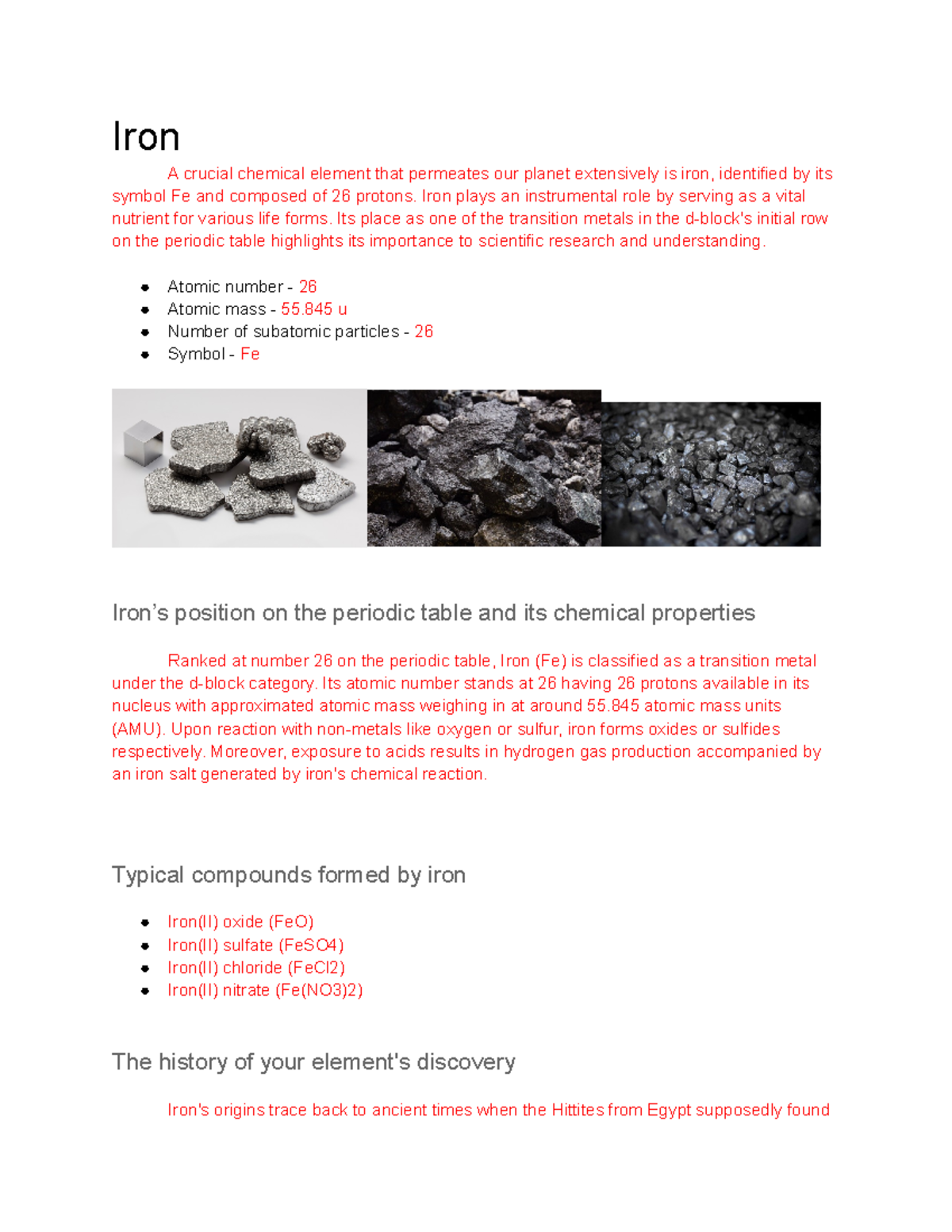 1.05 Atomic Structure and Forces: Iron's Role and Properties - Studocu
