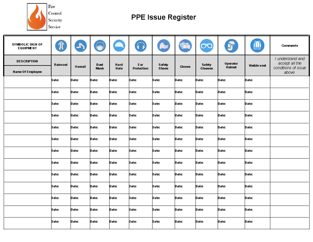 PPE Issue Register 1 - Factory Safety Assignment Document - Studocu