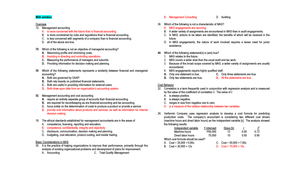 Management Advisory Services: Key Concepts and Analysis Techniques ...