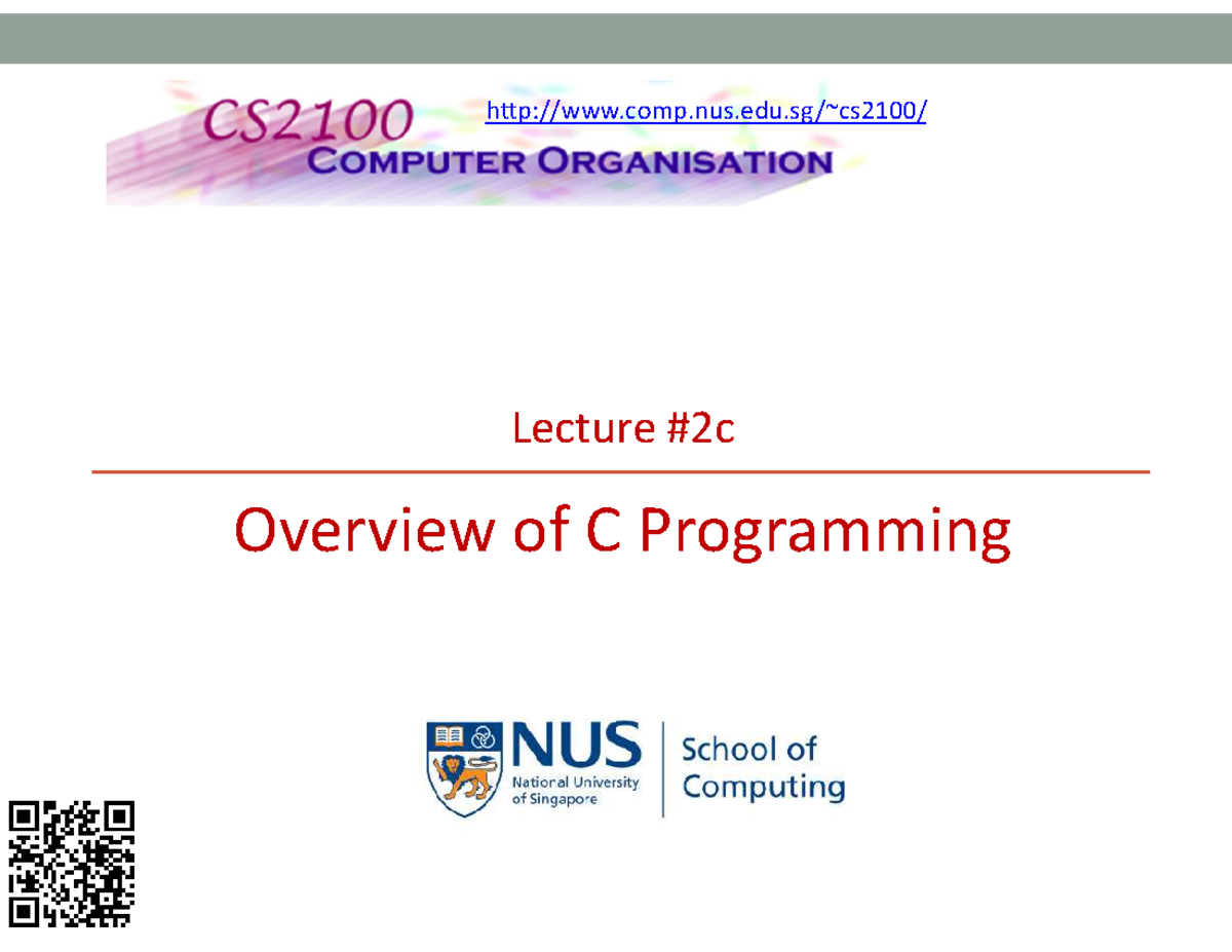 Lect02 Overview of C Programming - 3 - Lecture #2c Overview of C ...