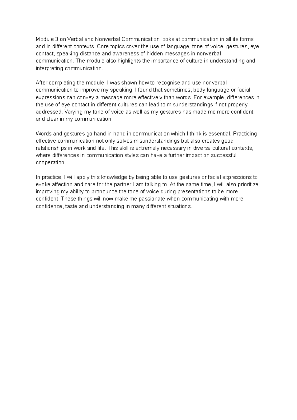 Module 3: Verbal & Nonverbal Communication Insights (MfkljJx) - Studocu