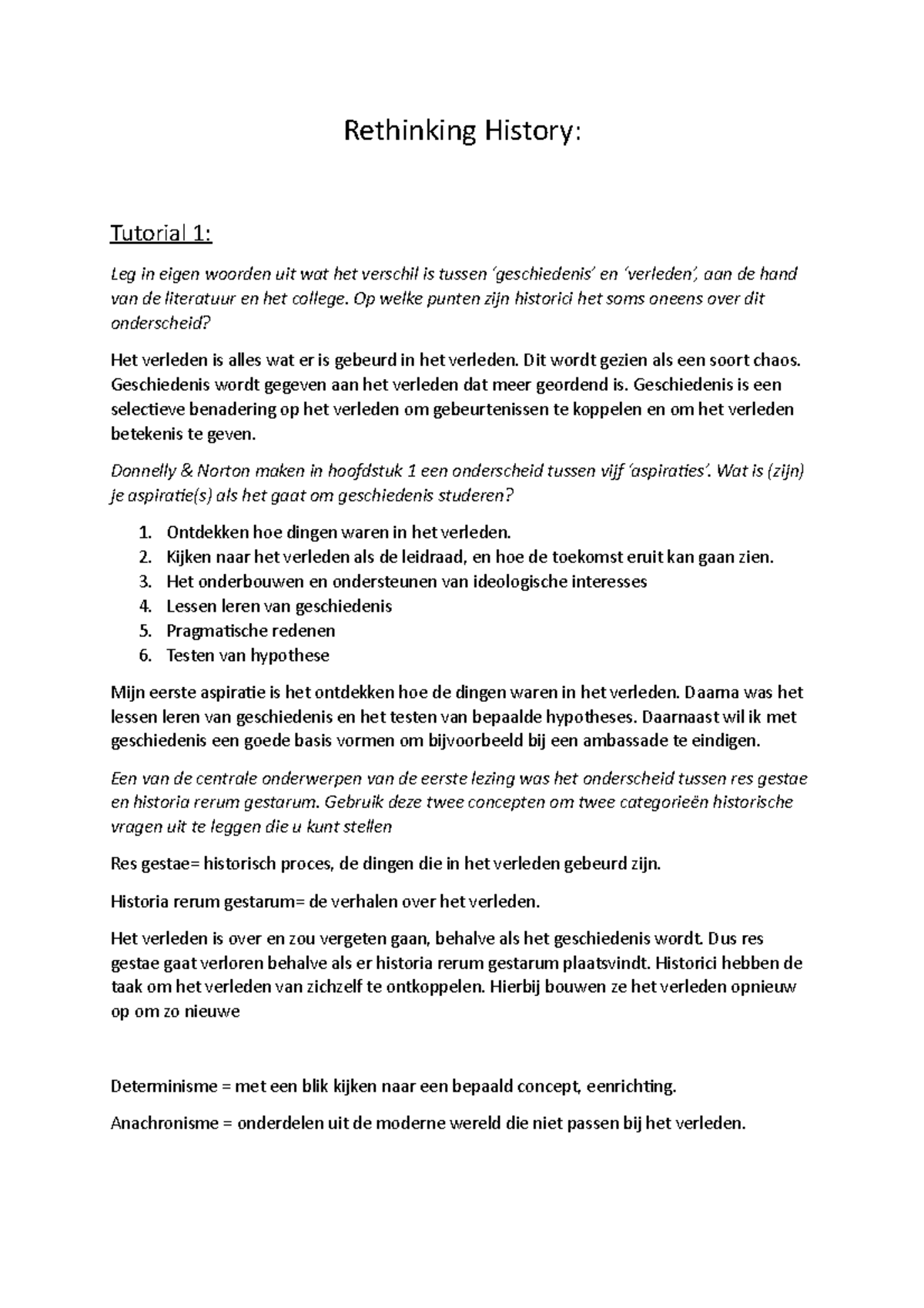 Rethinking History Tutorials: Exploring Historical Perspectives (HIS101 ...