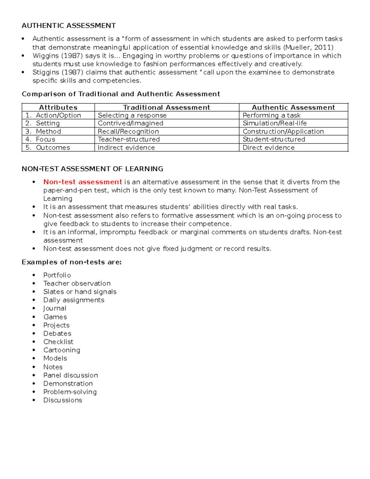 Authentic Assessment - It's a notes - AUTHENTIC ASSESSMENT Authentic ...