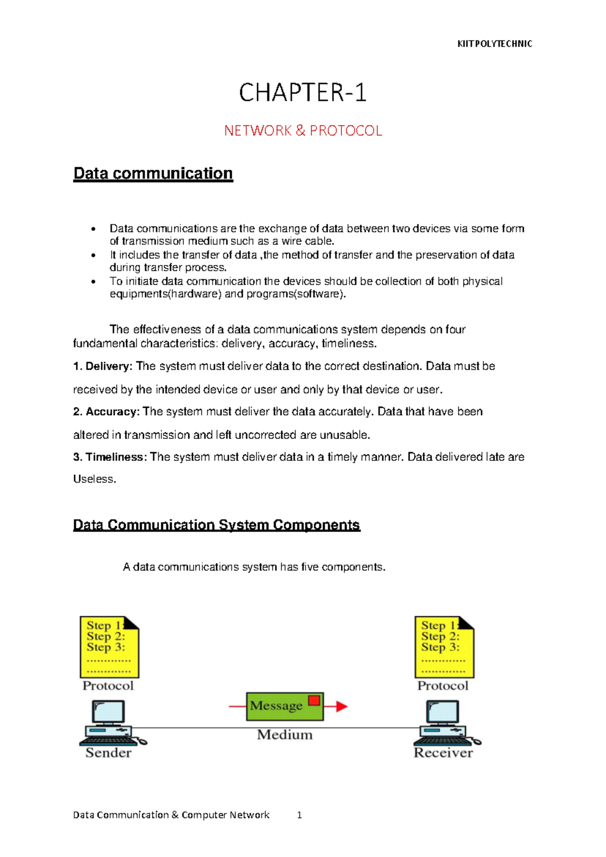 KIIT POLYTECHNIC DCCN - 1 Data Communication Protocols and Systems ...