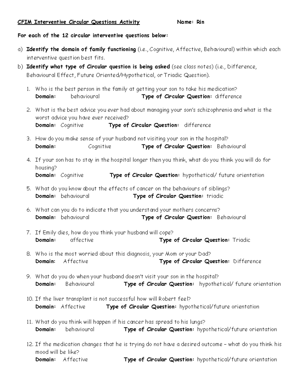 N304 Class 5 CFIM Self-Study Worksheet: Circular Questions ...