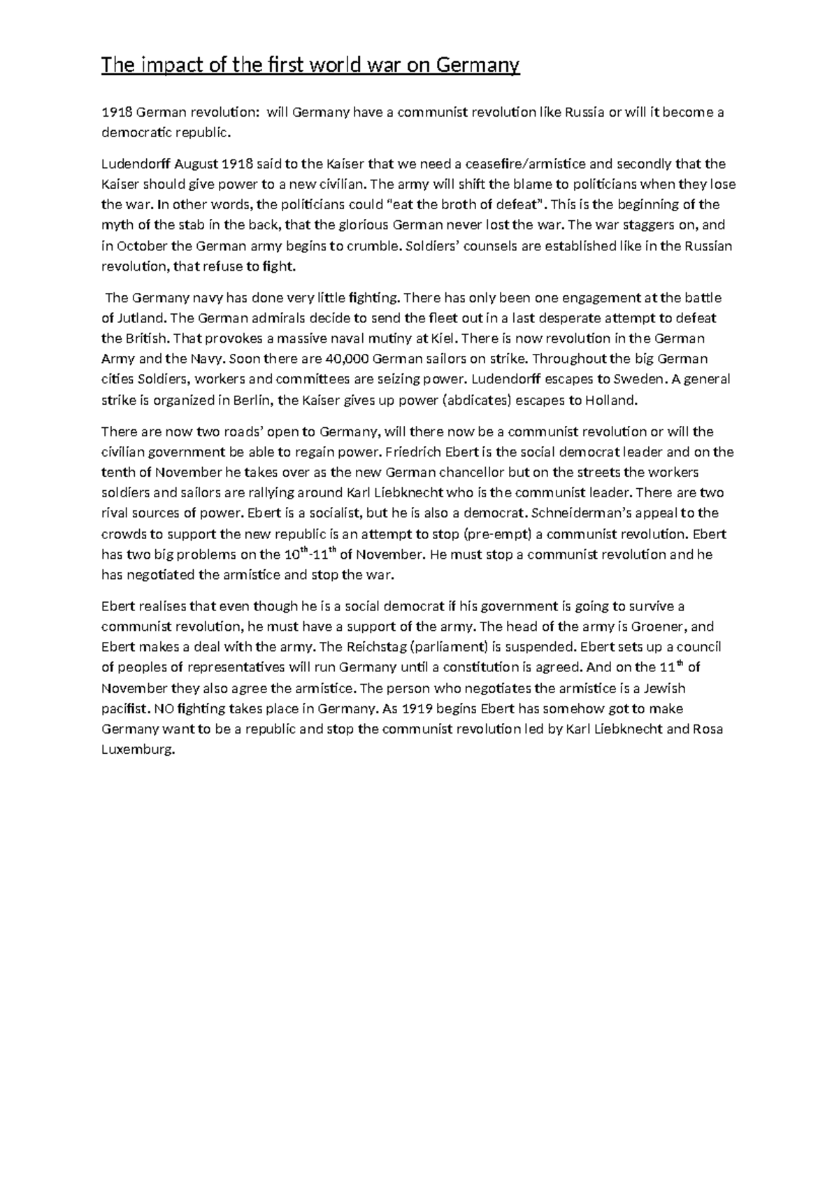 The Impact of WWI on Germany: Revolution and the Fight for Democracy ...