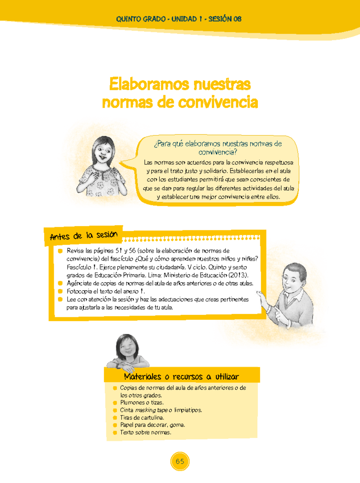 Quinto Grado U1: Sesión 08 - Elaboración de Normas de Convivencia - Studocu