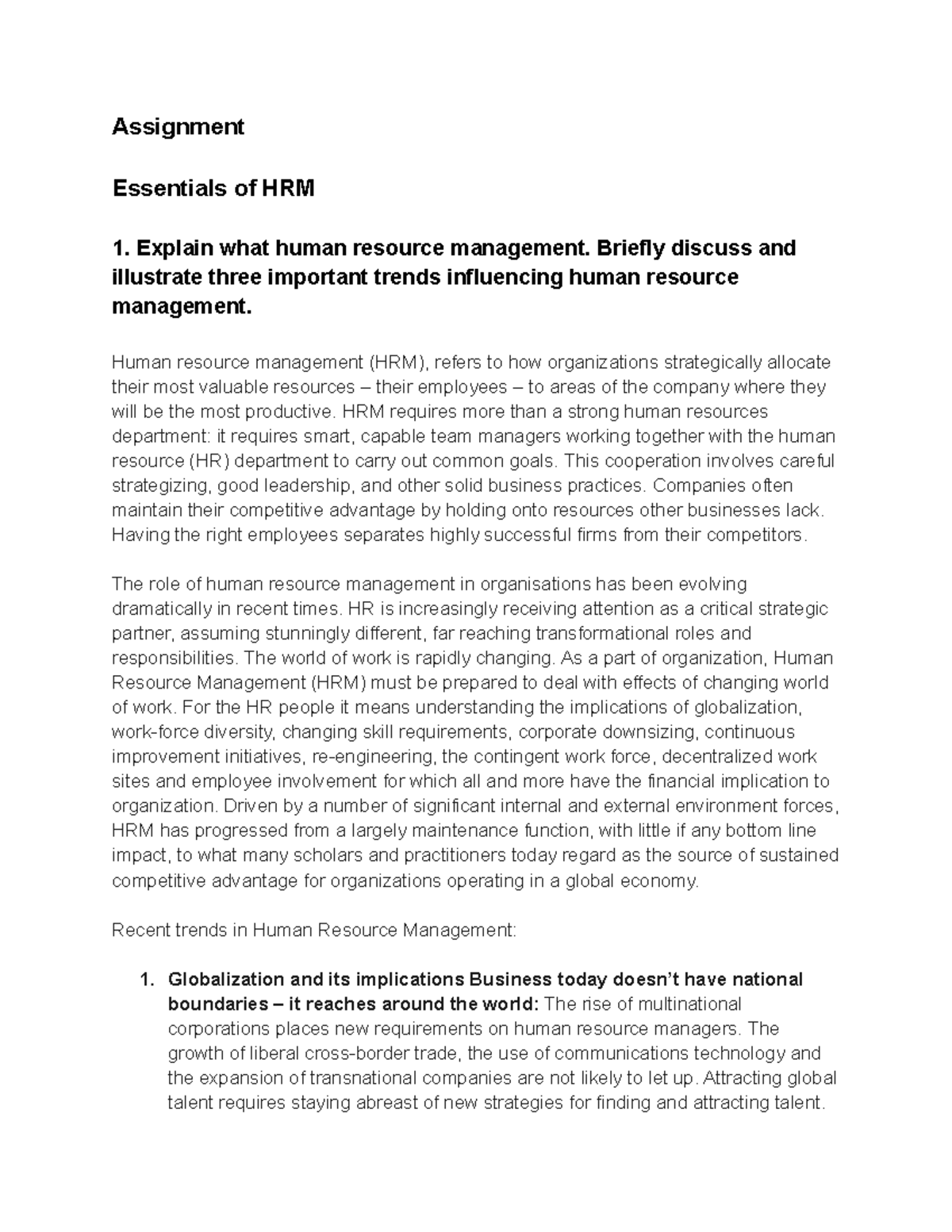 Essentials of HRM - Assignment Answer sheet - Assignment Essentials of ...