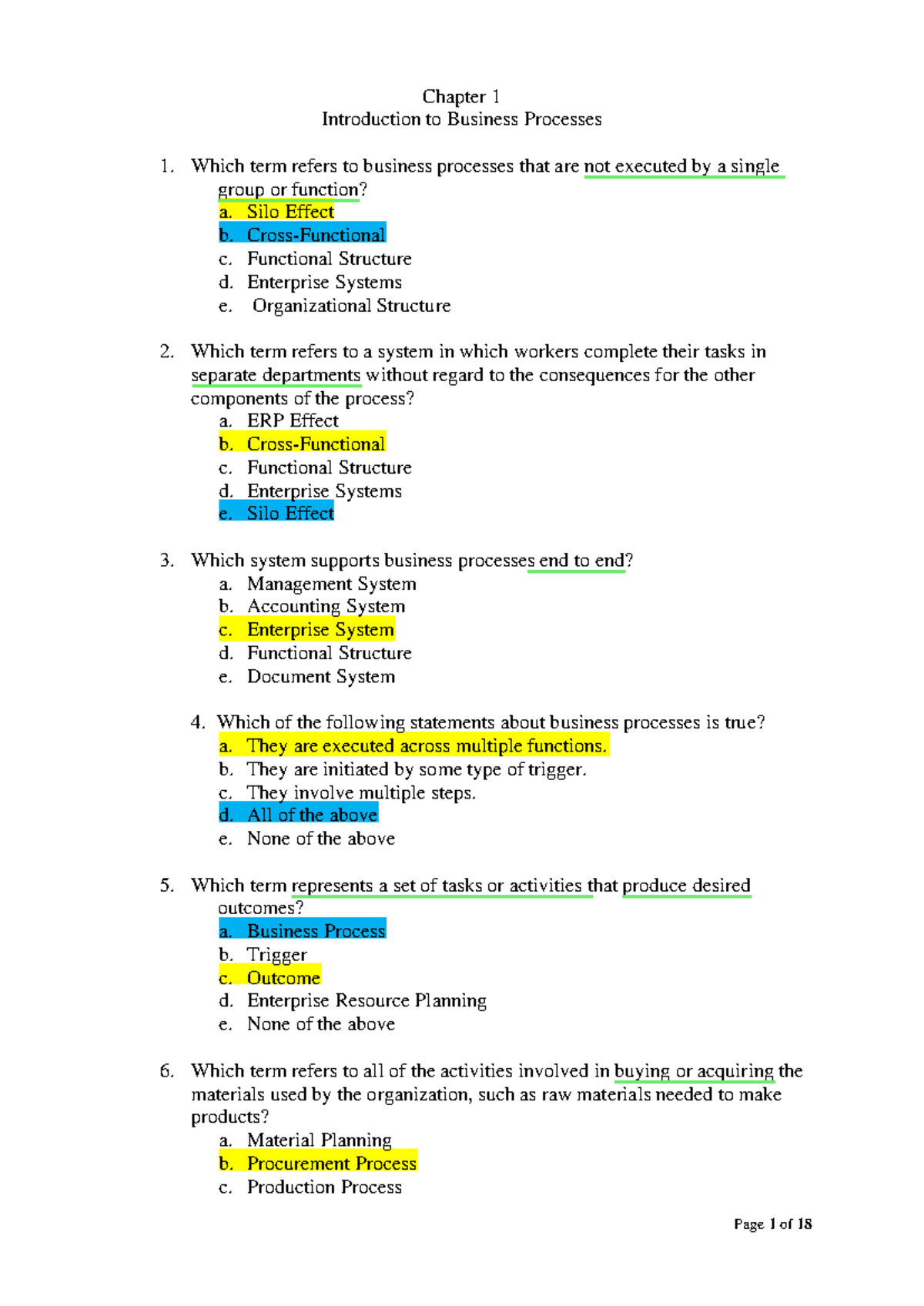 BIS 101 Final Exam Study Guide: Business Processes Overview - Studocu