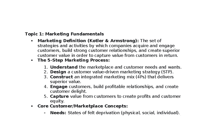 Marketing Fundamentals: Key Concepts and Strategies (MKT 101) - Studocu
