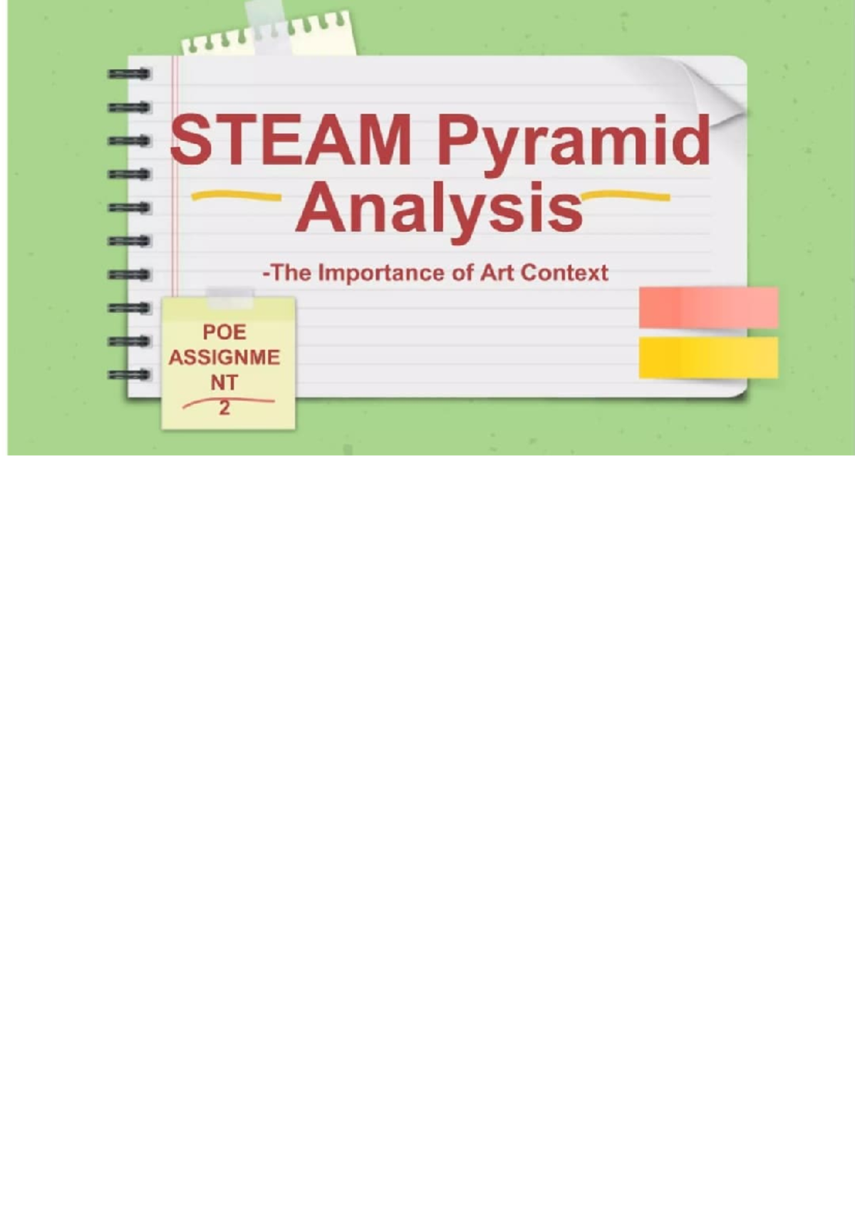 STEAM Pyramid Analysis: Importance of Art in Education POE Assignment 2 ...