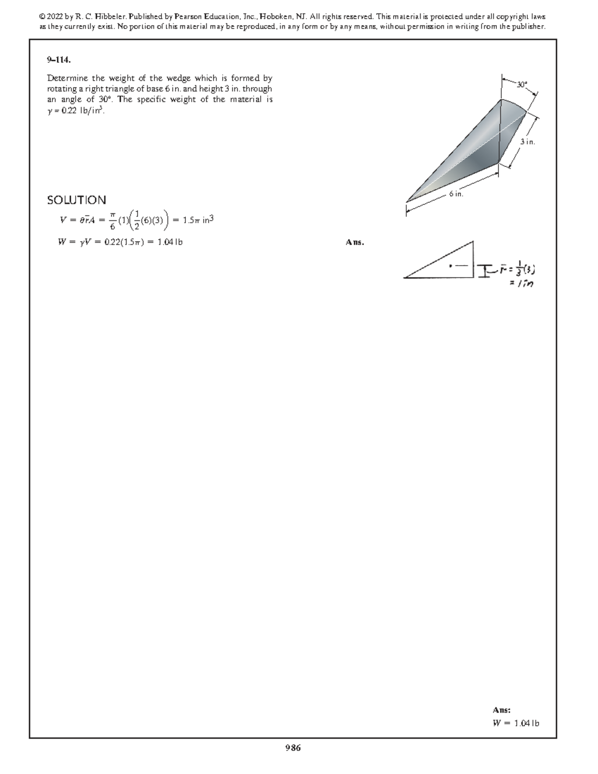 SWK 15th Ed Solution Manual - Weight of Wedge Calculation - Studocu