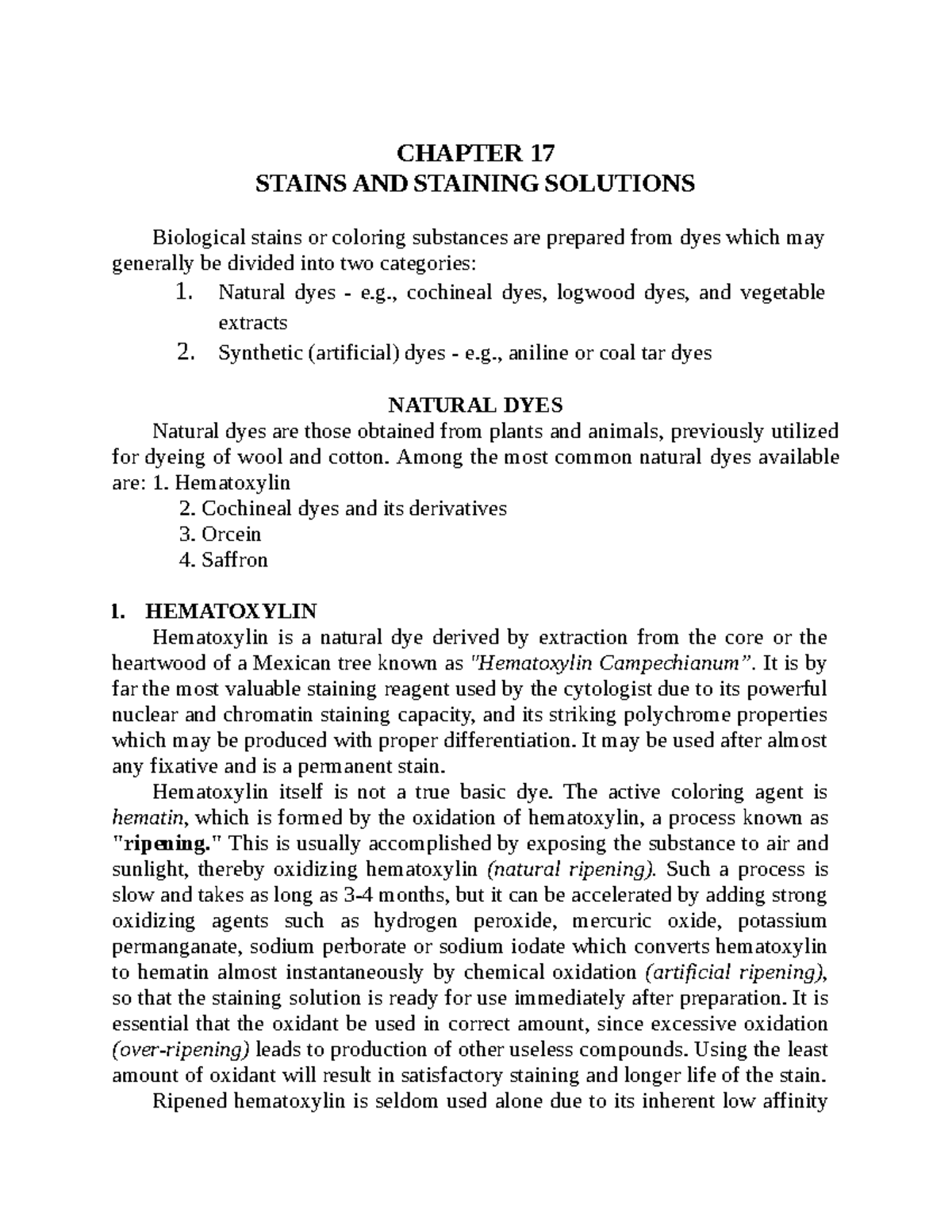 CHAPTER 17: STAINS AND STAINING SOLUTIONS (BIOLOGY 101) - Studocu