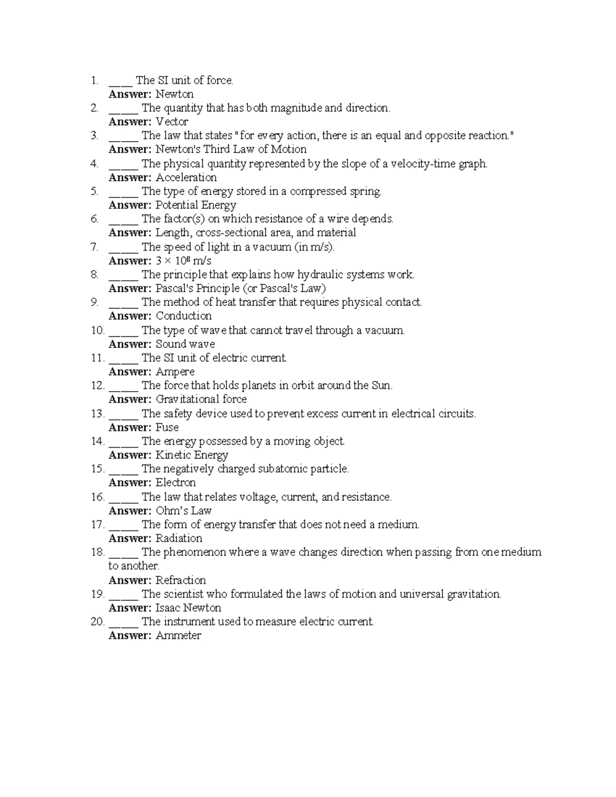 P6 2nd Quarter Physics Practice Exam Questions and Answers - Studocu