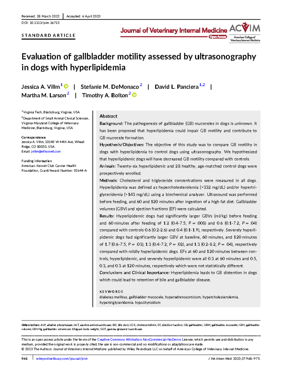 Assessment of Gallbladder Motility via Ultrasound in Hyperlipidemic ...