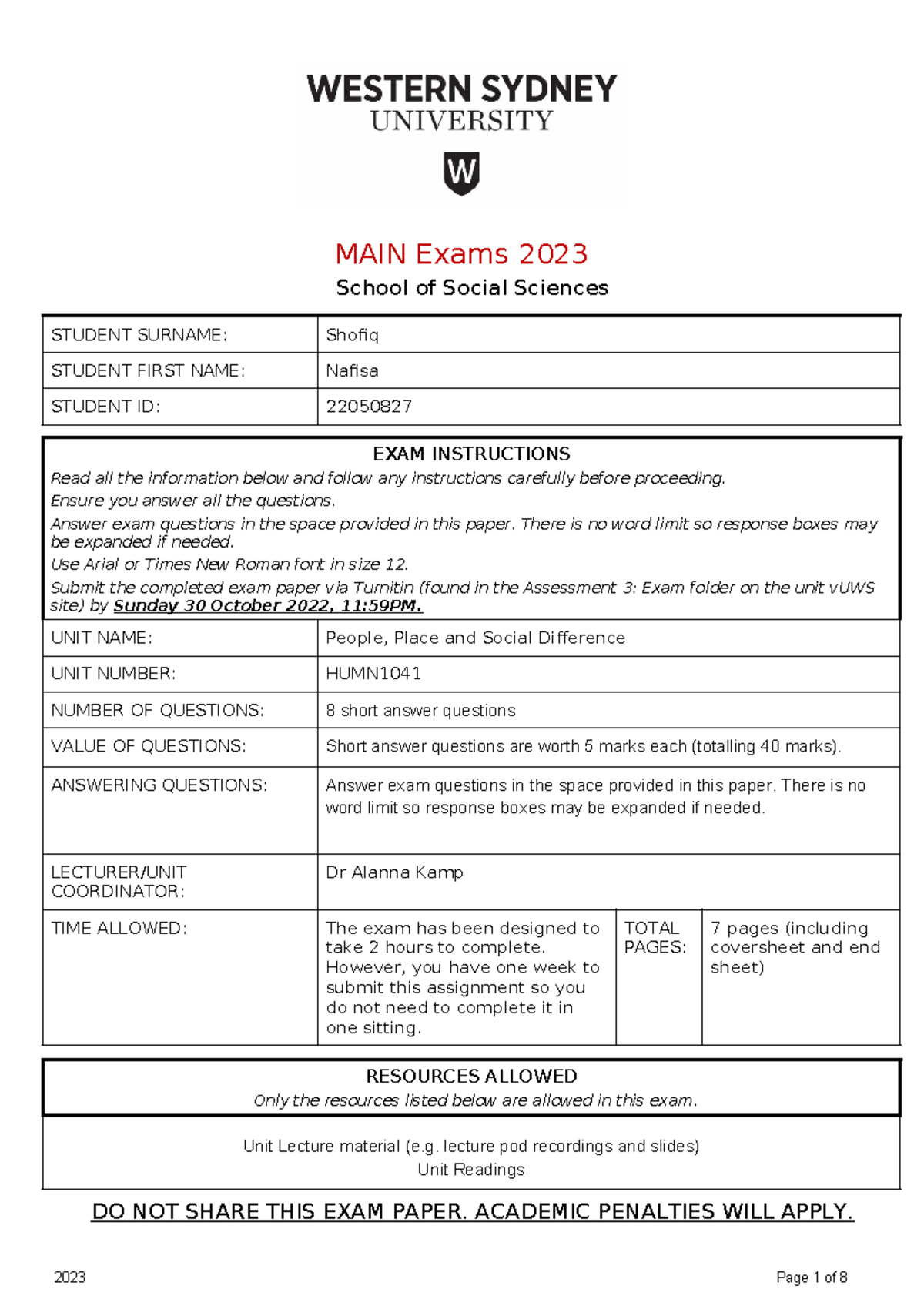 PPSD HUMN Exam Paper 2023 - Social Differences Overview - Studocu