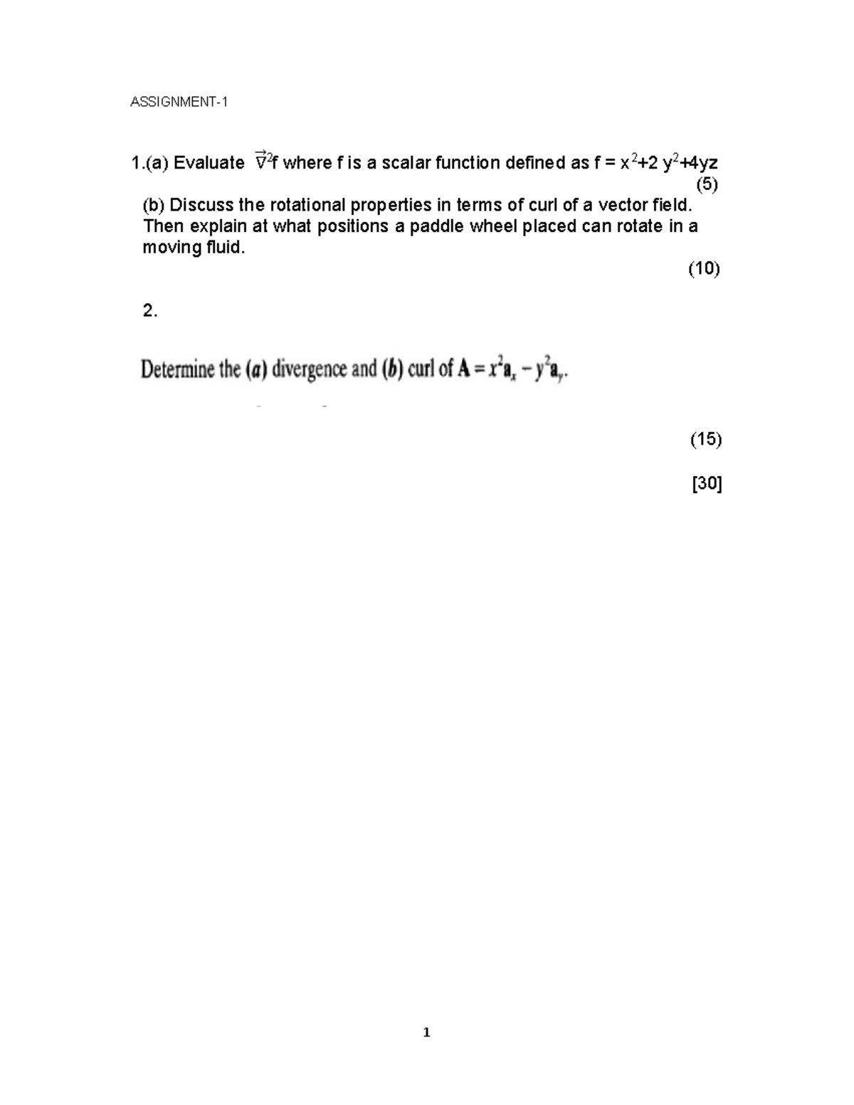Assignment 1 - MAT2611 - 1 ASSIGNMENT- 1.(a) Evaluate ∇ሬሬ⃗ 2 f where f ...