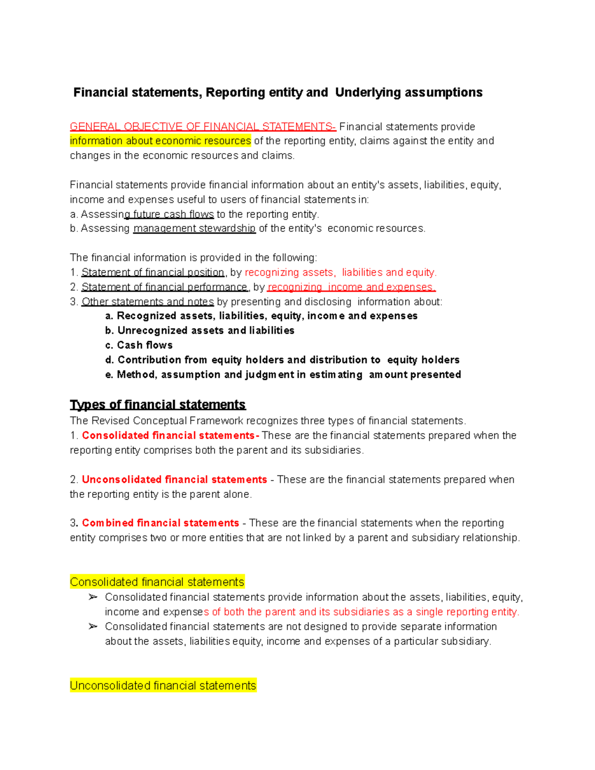 Financial Statements & Reporting Entities: Key Assumptions Explained ...