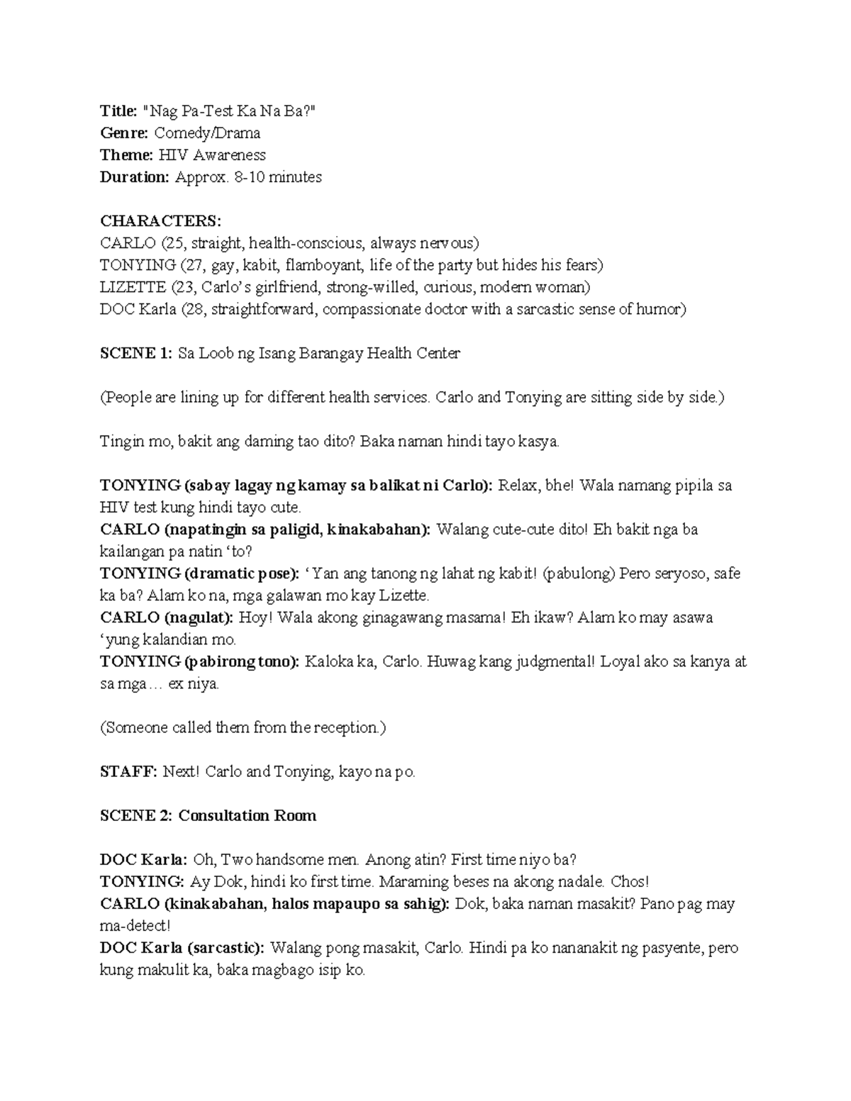 HIV Awareness Campaign Script: 